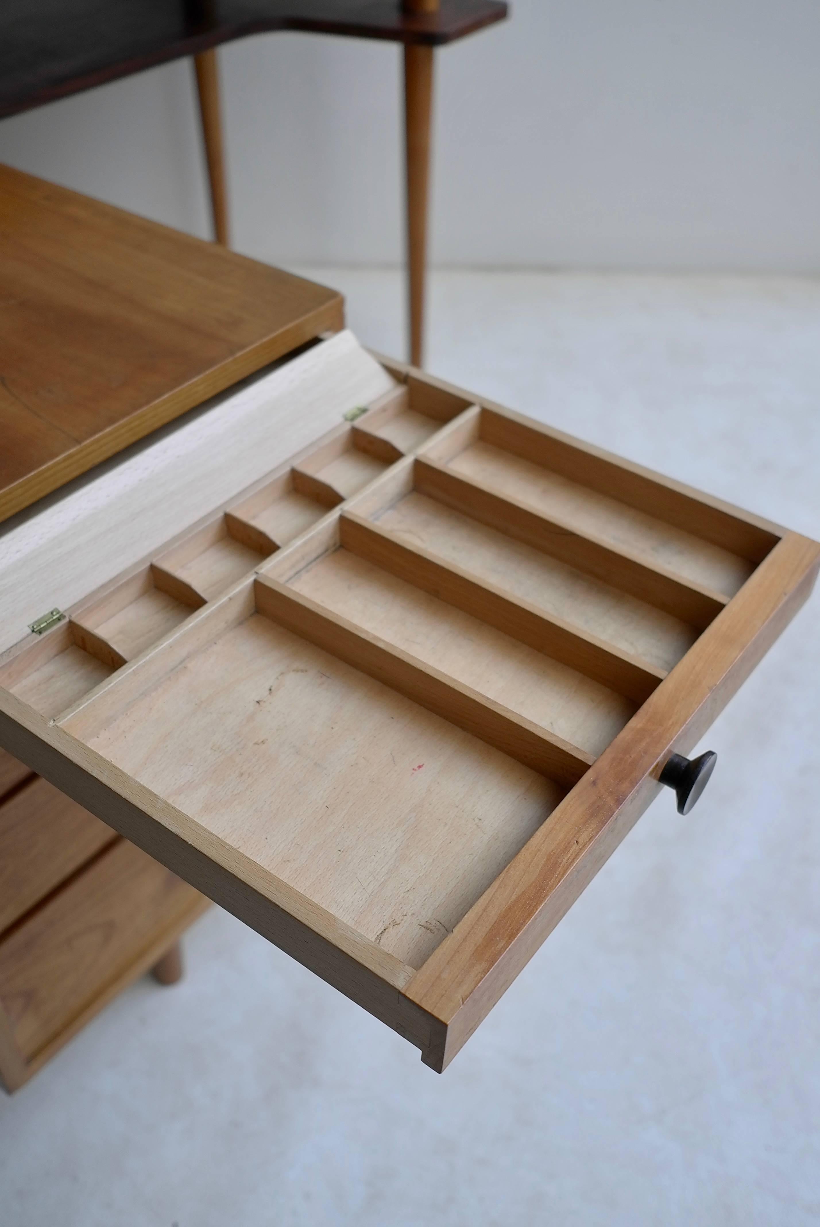 Mid-Century Modern Elegant L Shaped 1950s Desk with Fine Macassar Ebony Details