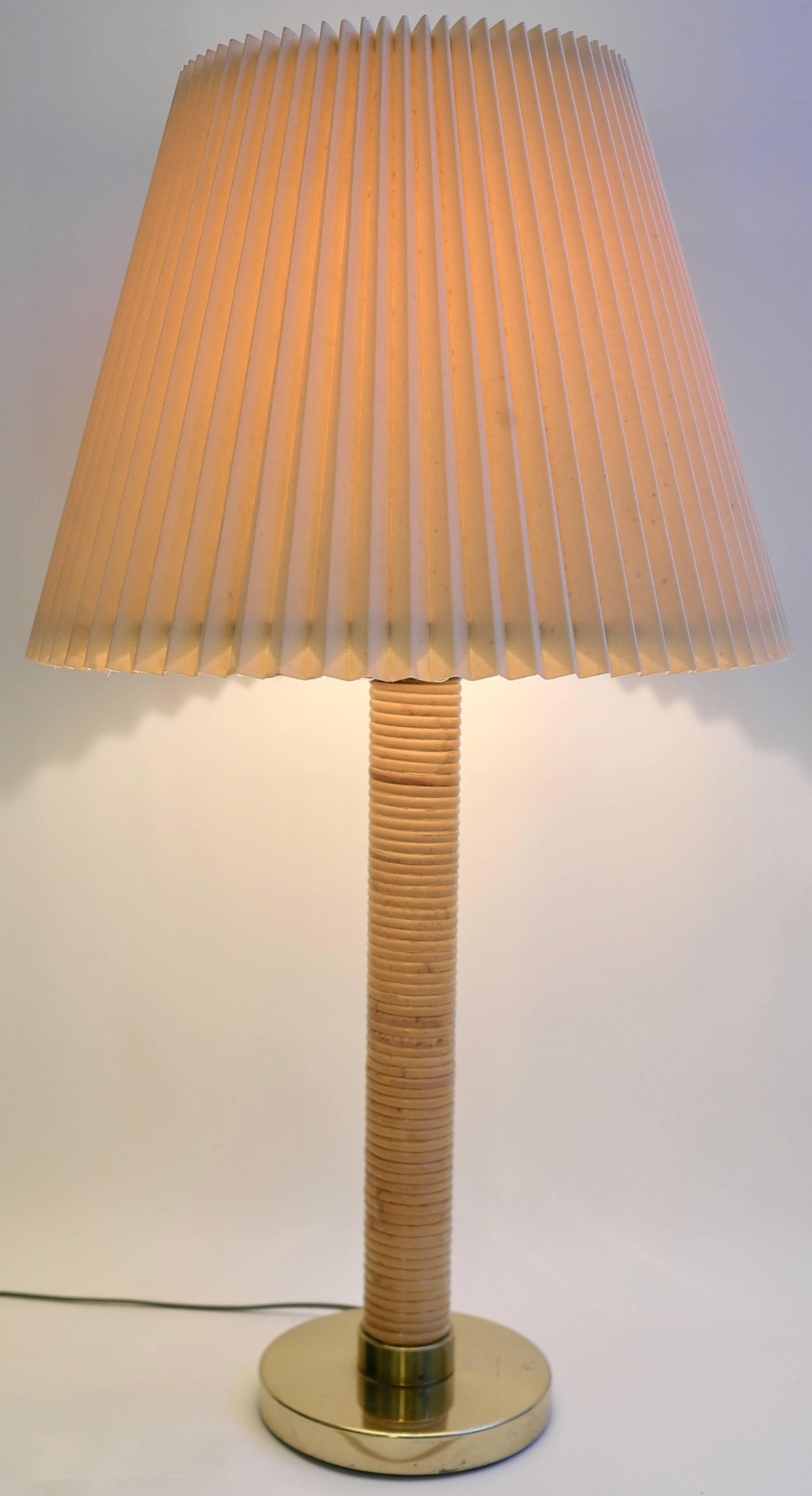 Mid-Century Modern Large Austrian Bamboo and Brass Table Lamp For Sale