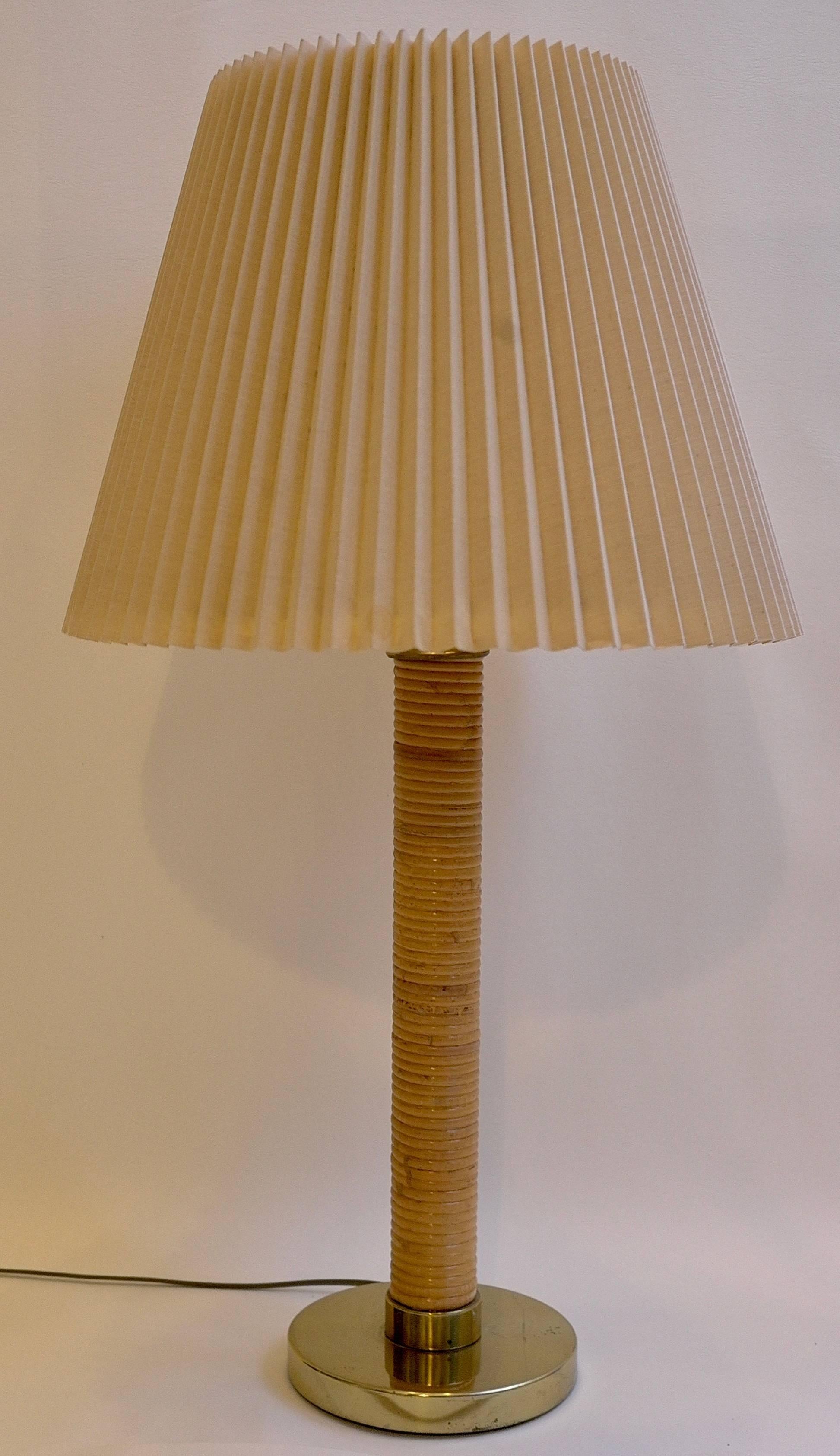 Large Austrian Bamboo and Brass Table Lamp For Sale 3