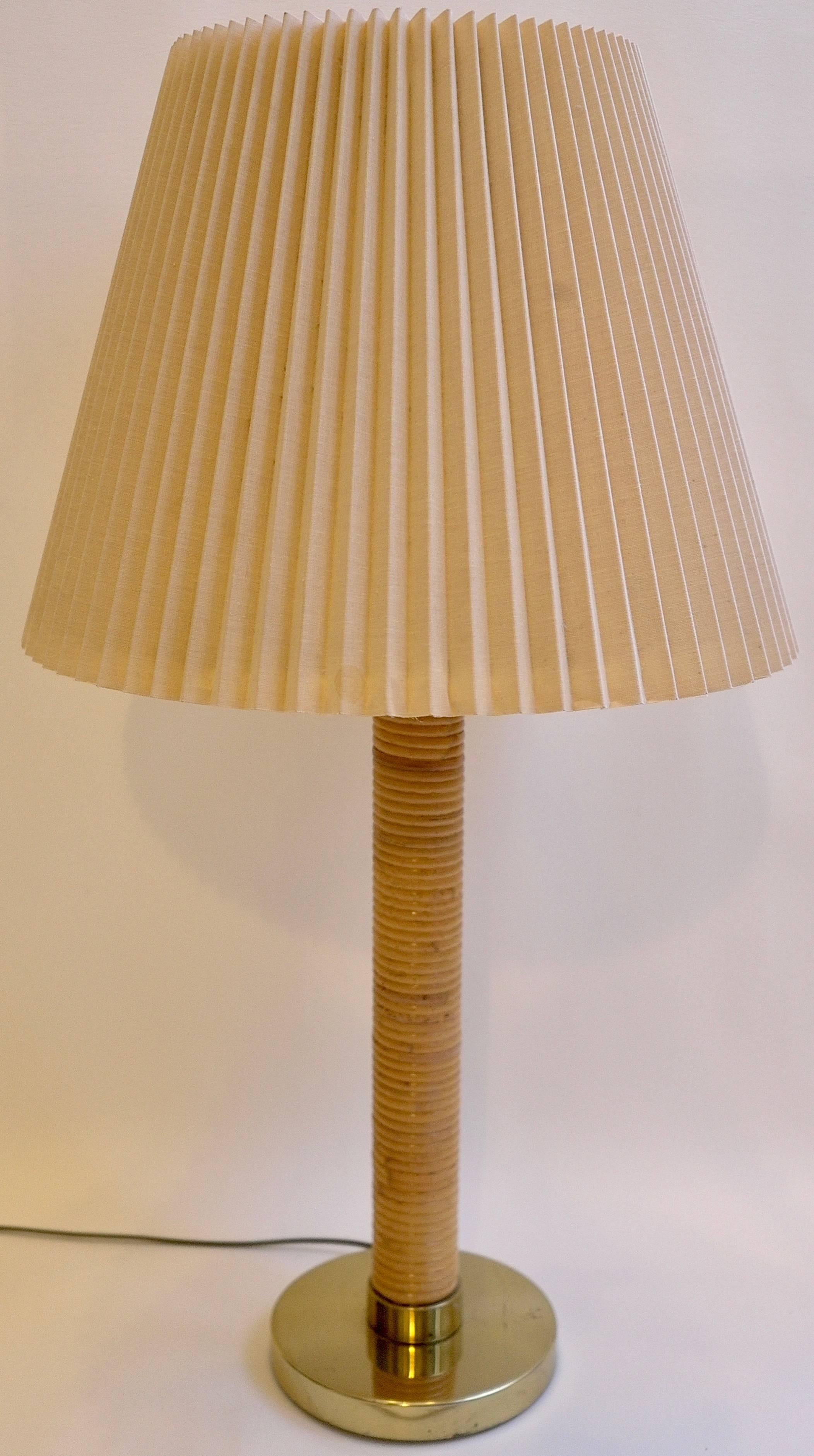 Large Austrian Bamboo and Brass Table Lamp For Sale 2