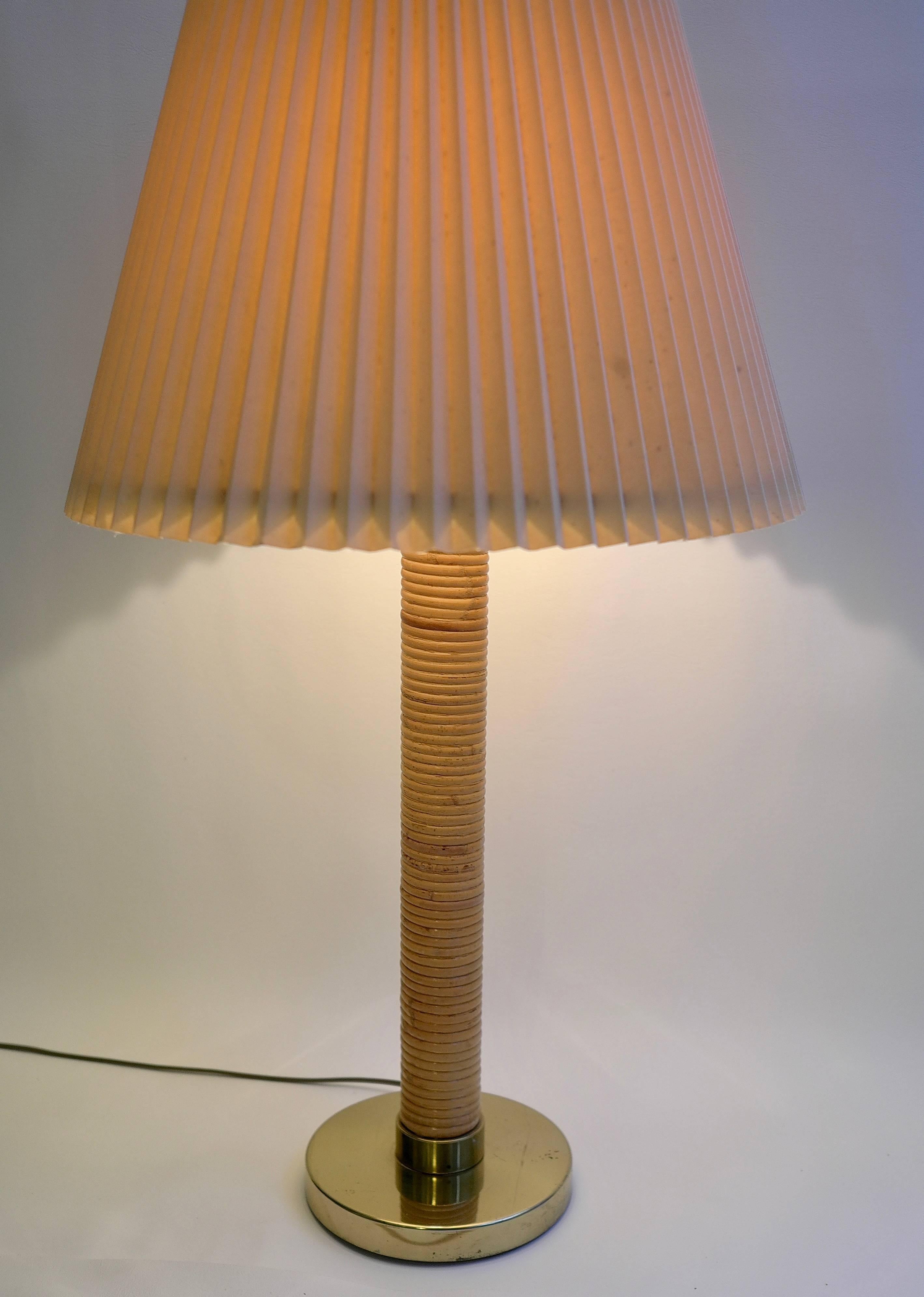 Large Austrian Bamboo and Brass Table Lamp For Sale 1