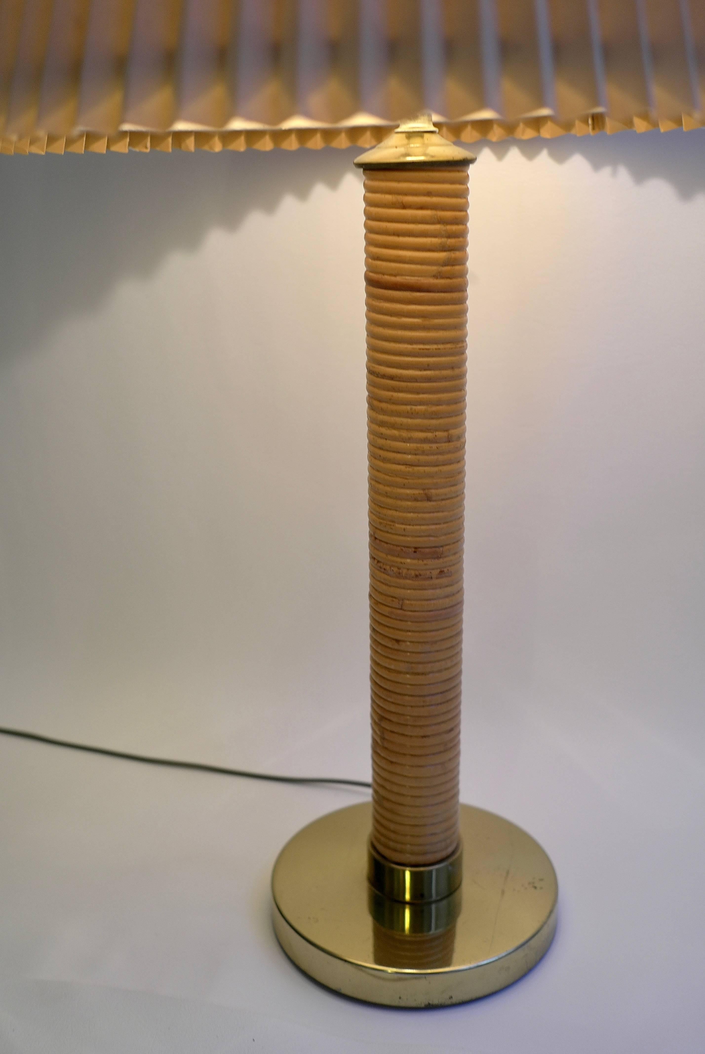 Large Austrian Bamboo and Brass Table Lamp For Sale 4