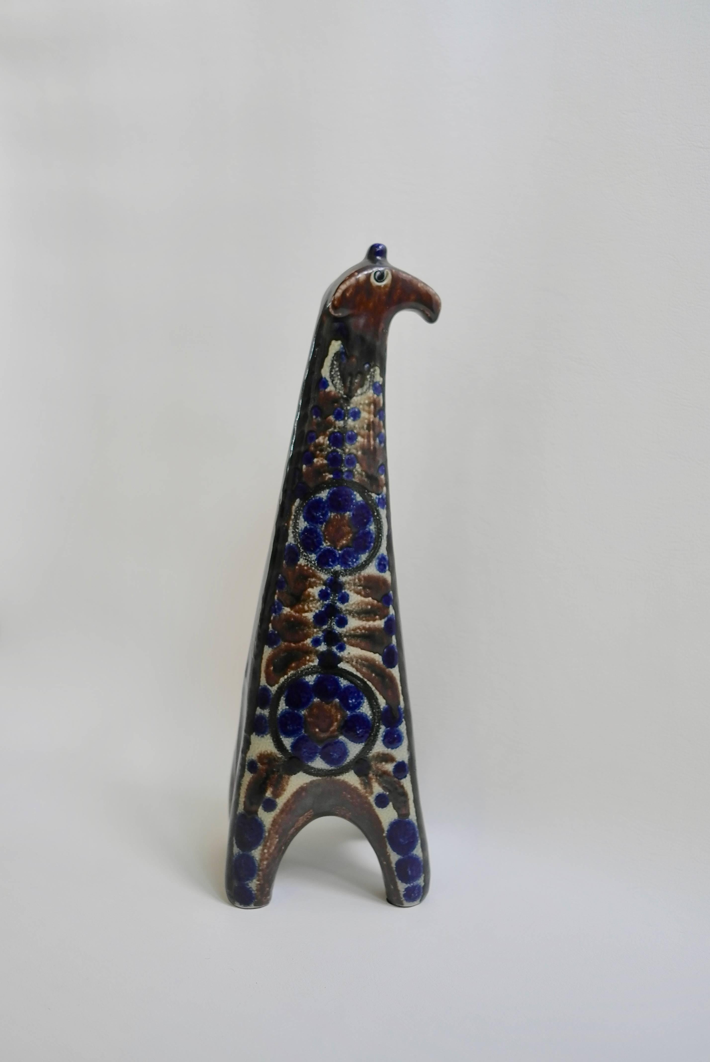 Mid-Century Modern Large Danish Ceramic Giraffe, 1960s For Sale