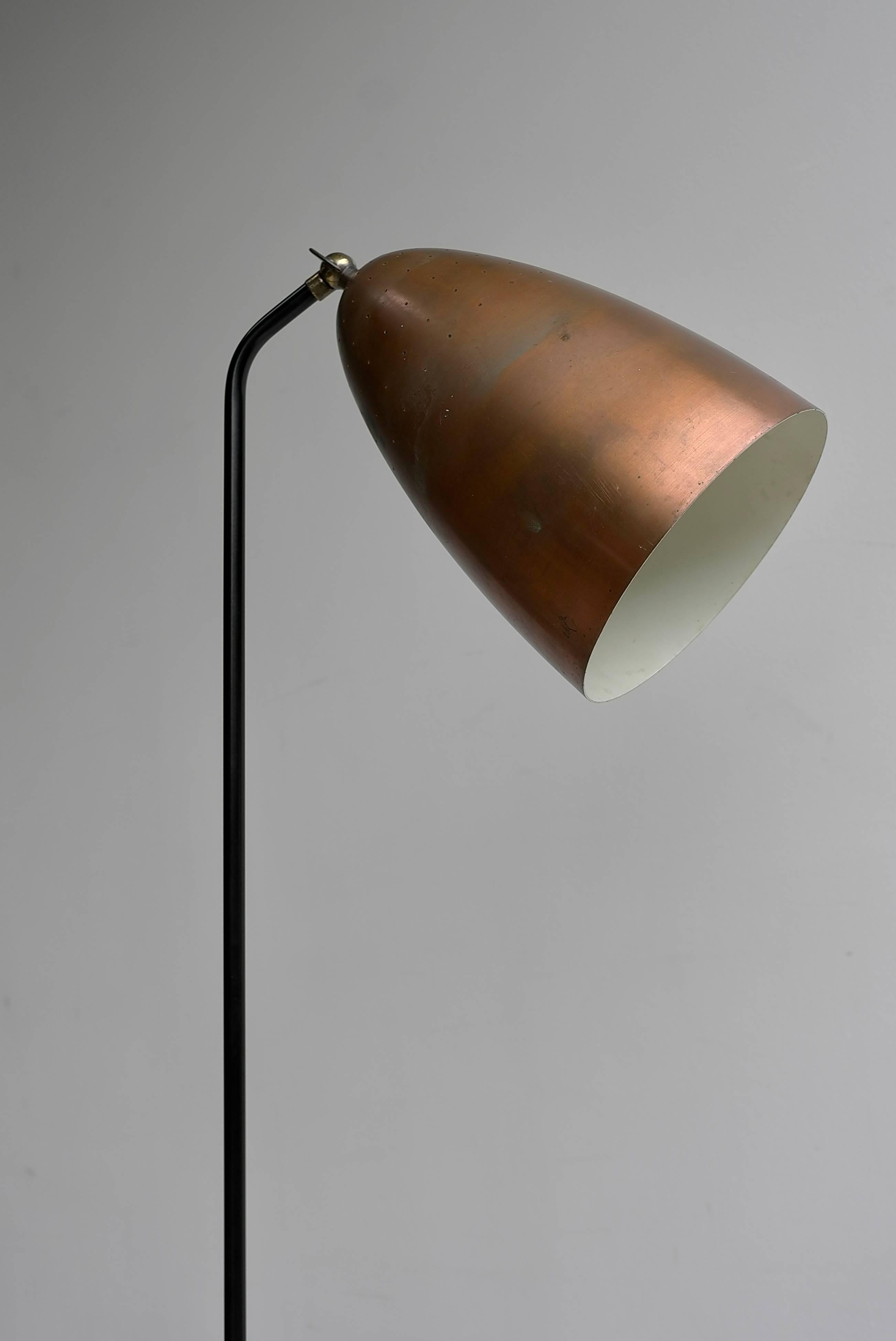 Mid-20th Century Copper Grasshopper Floor Lamp by Svend Aage Holm Sorensen, Denmark, 1950s