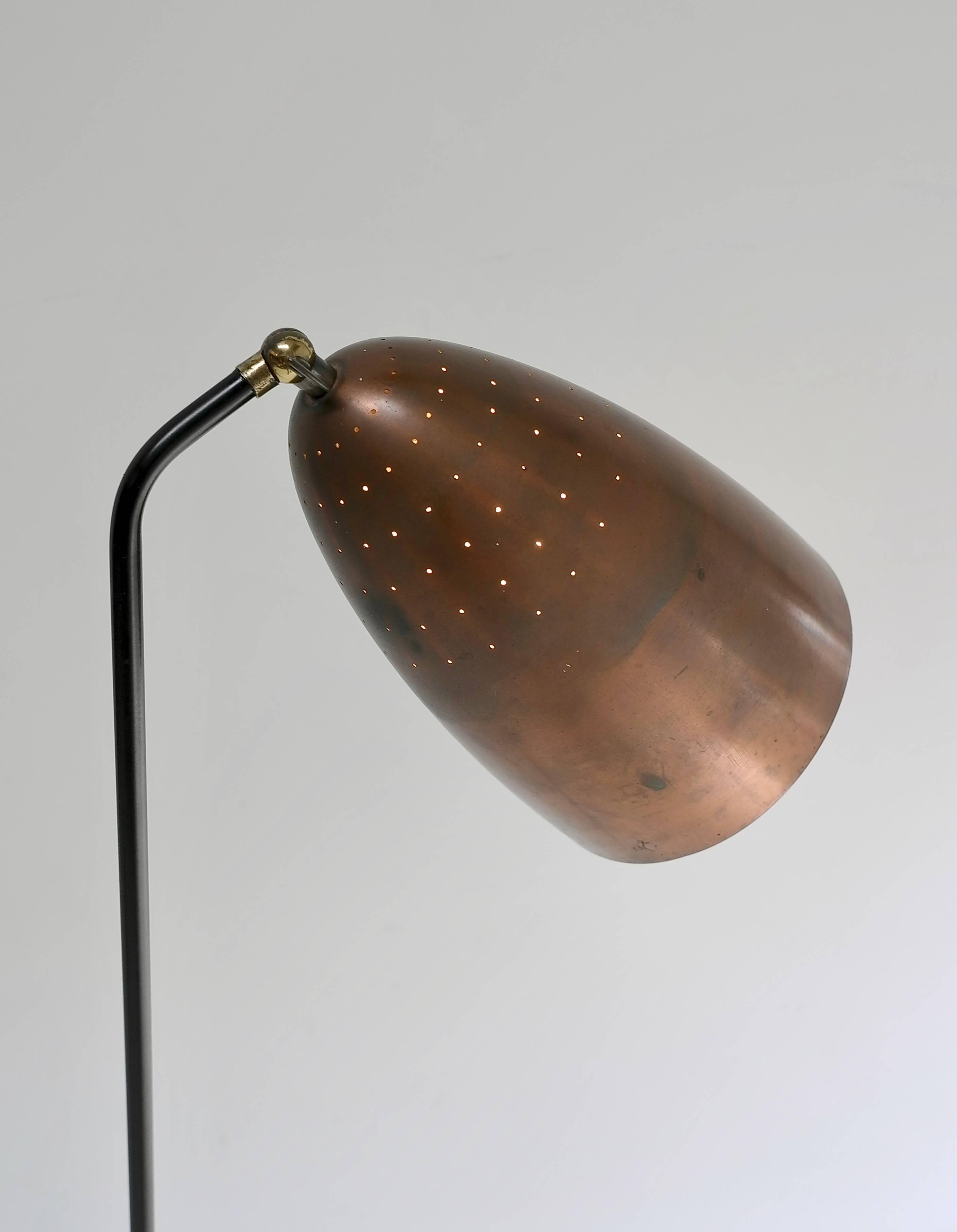 Mid-Century Modern Copper Grasshopper Floor Lamp by Svend Aage Holm Sorensen, Denmark, 1950s