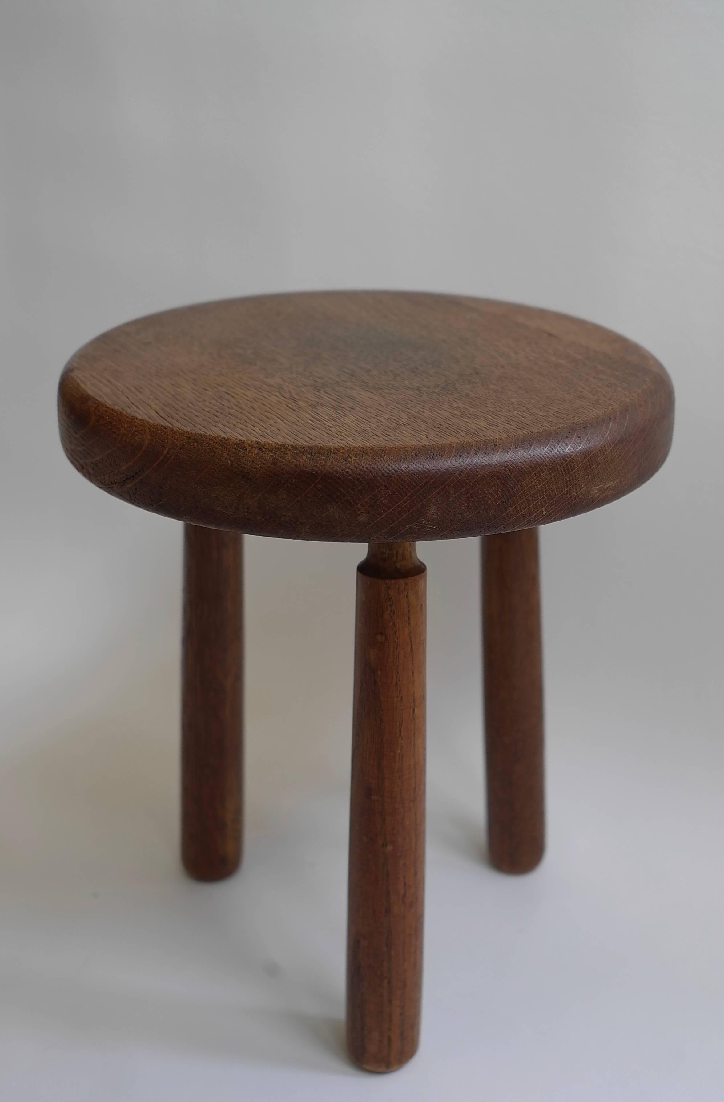 Midcentury French stool in style of Charlotte Perriand.