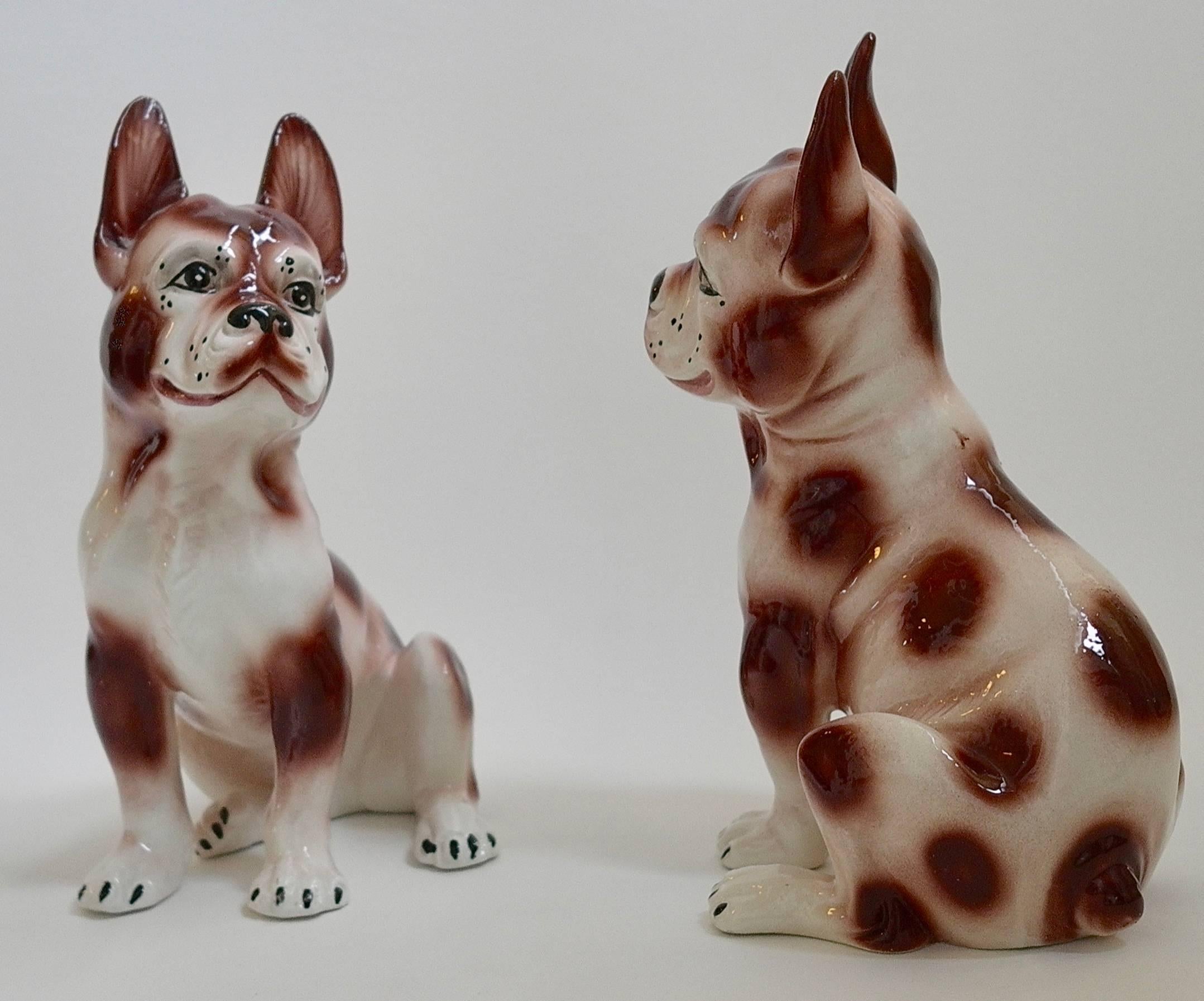 Pair of Smiling Ceramic Bulldog Sculptures, 1960s 1