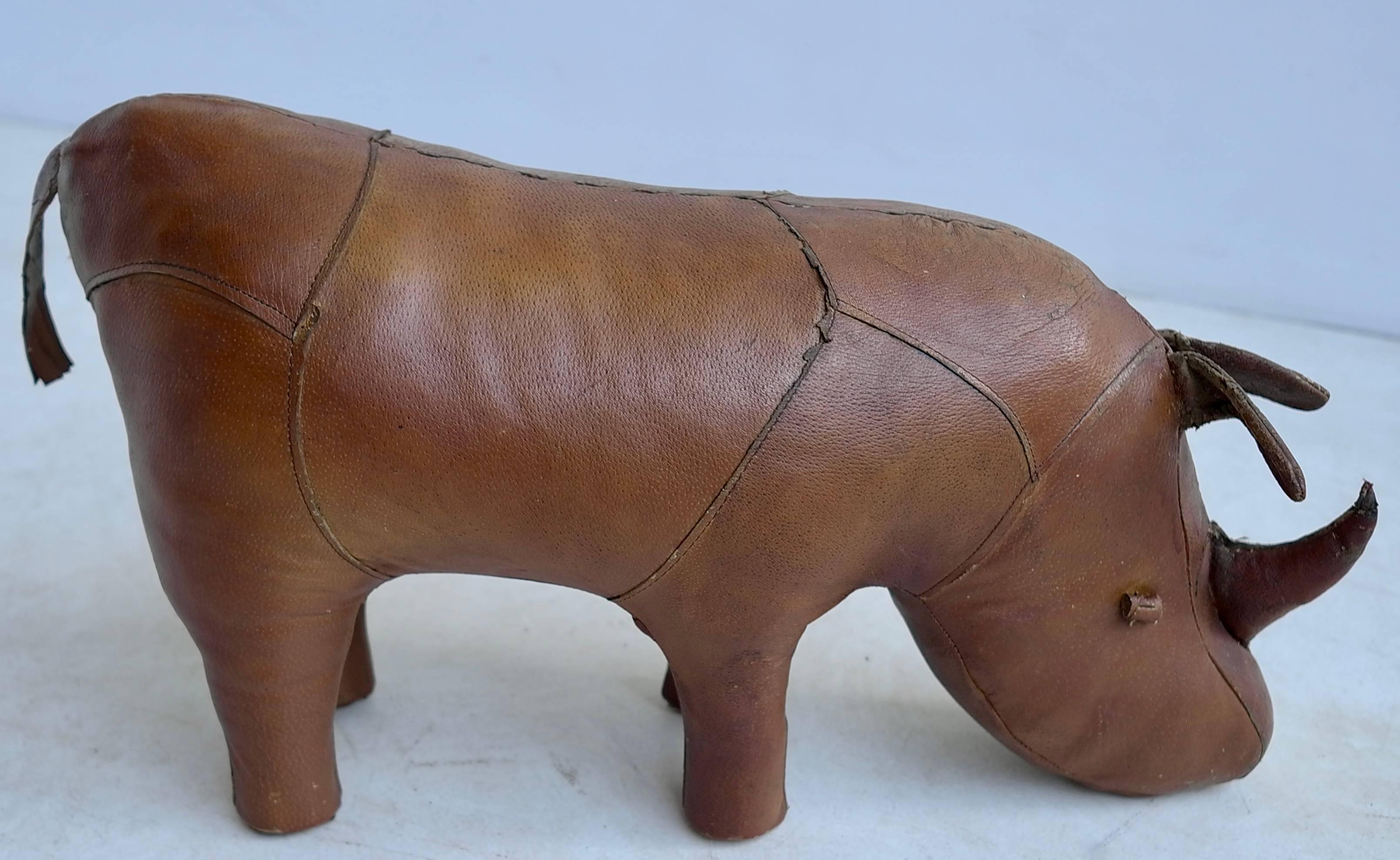 Mid-Century Modern Leather Rhino by Dimitri Omersa for Abercrombie & Fitch