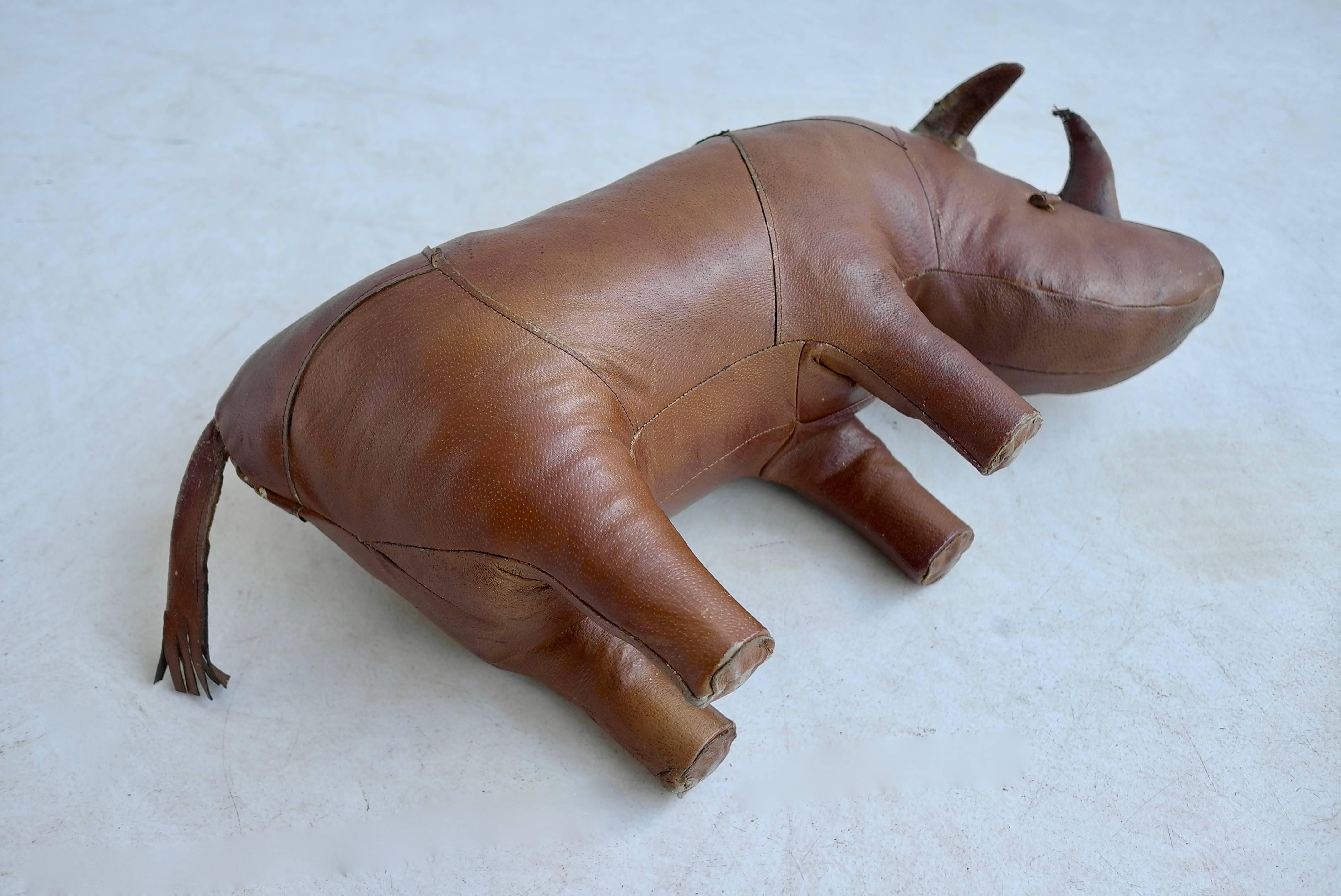20th Century Leather Rhino by Dimitri Omersa for Abercrombie & Fitch