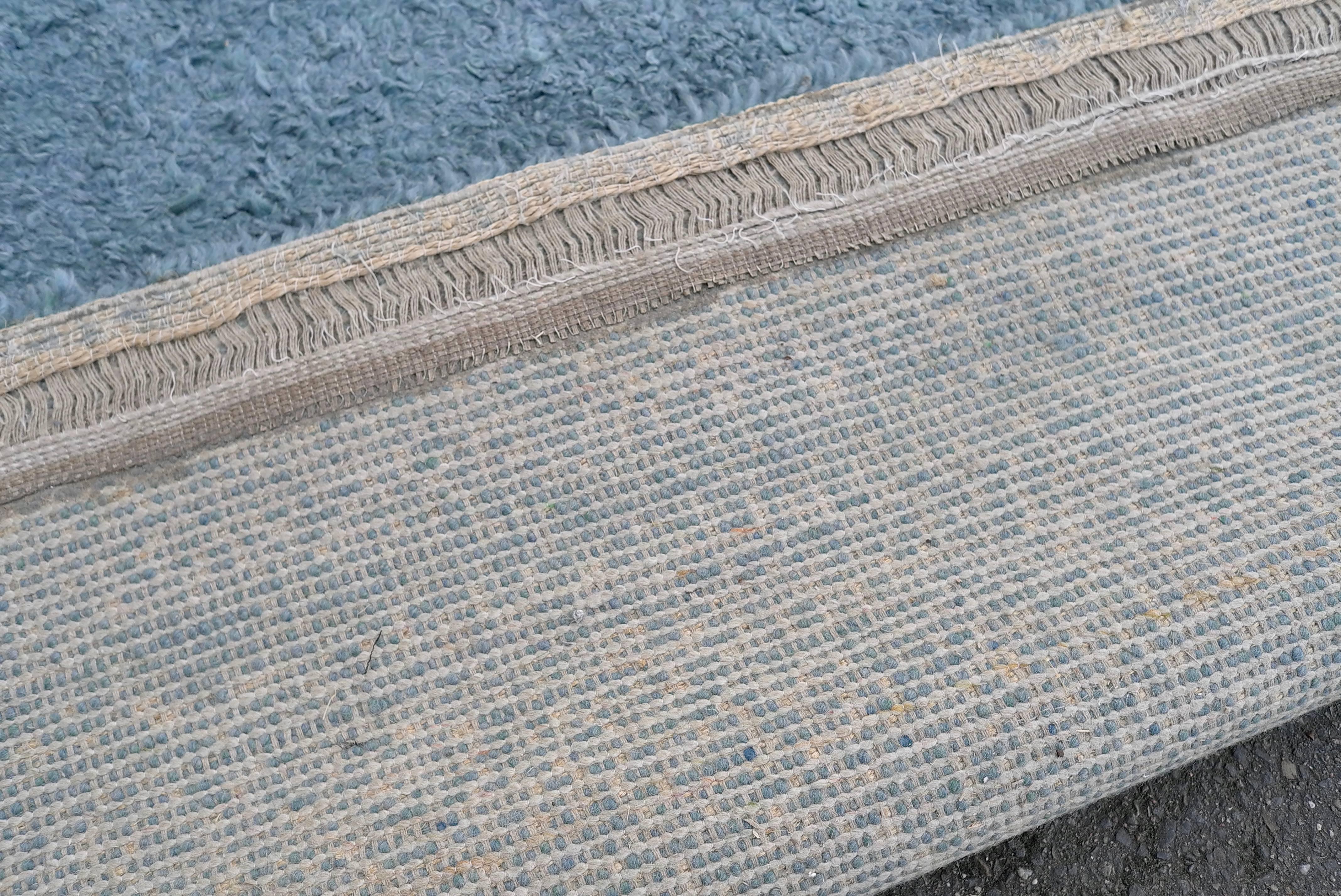 Carpet in blue Petrol wool, made around the 1950's