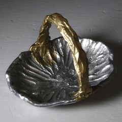 David Marshall, ART3 Design, corbeille à fruits de style brutaliste, laiton et aluminium, années 1980