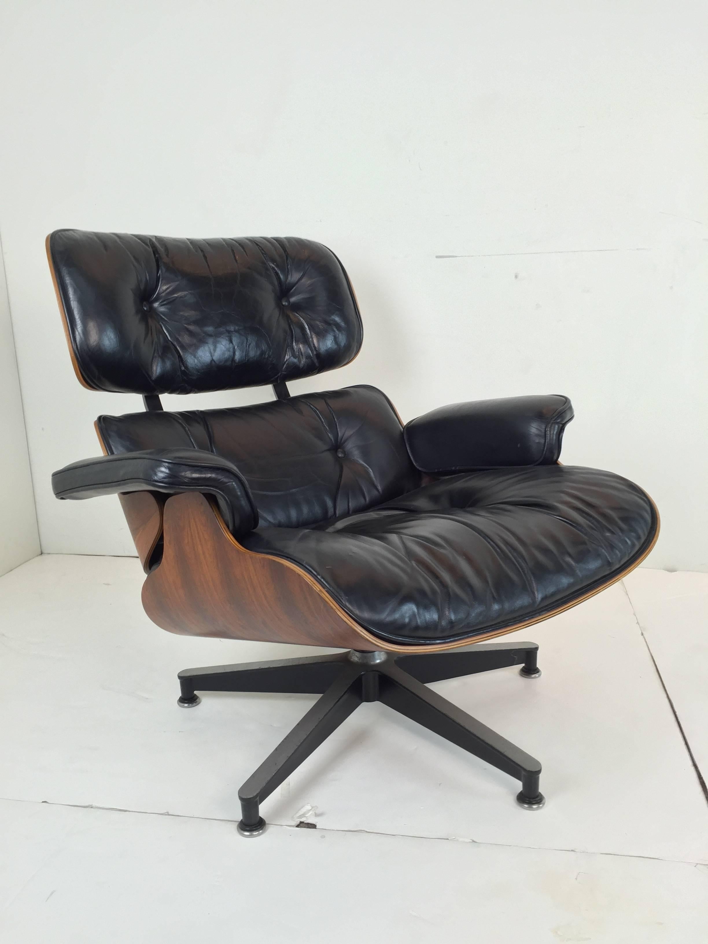 Outstanding All Original 1976 Rosewood Eames Lounge and Ottoman  1