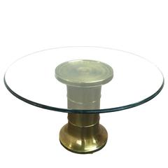 Brass Pedestal Game Table/Cocktail Table by Mastercraft