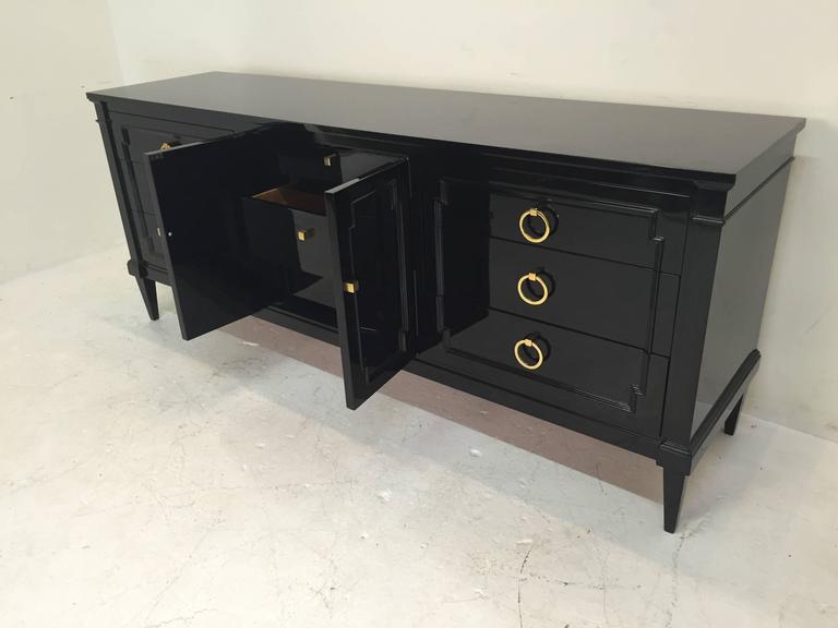 Black Lacquer Dresser with New Brass Hardware at 1stDibs