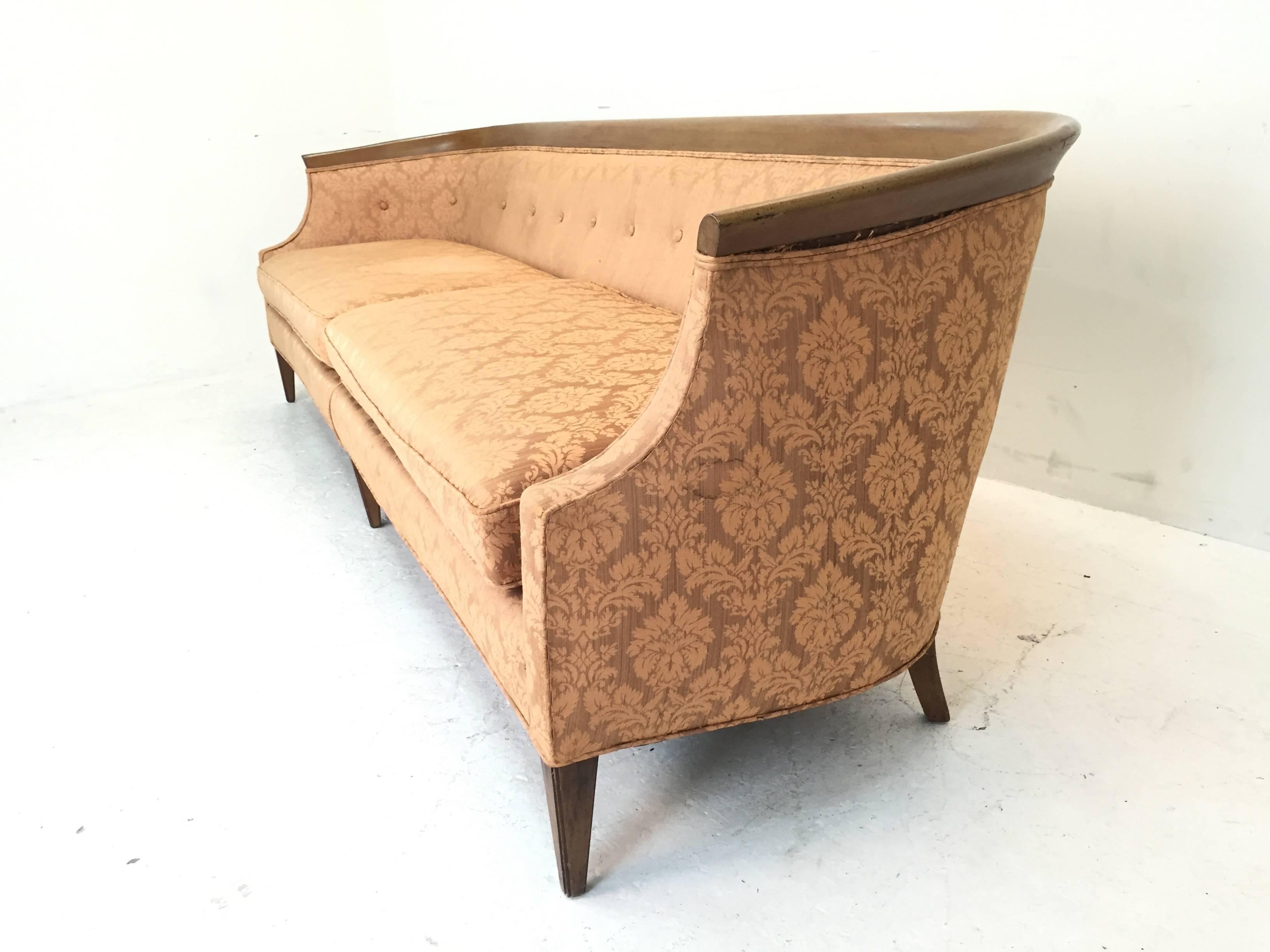 Drexel Sofa with Wood Edge Detail In Good Condition In Dallas, TX