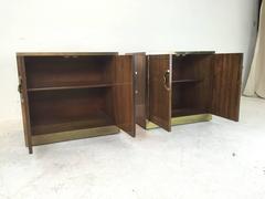 Mastercraft Zebrano Wood Nightstands with Brass Accents