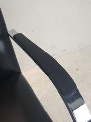 Four Stainless Brno Chairs with Sharkskin Arm Pads
