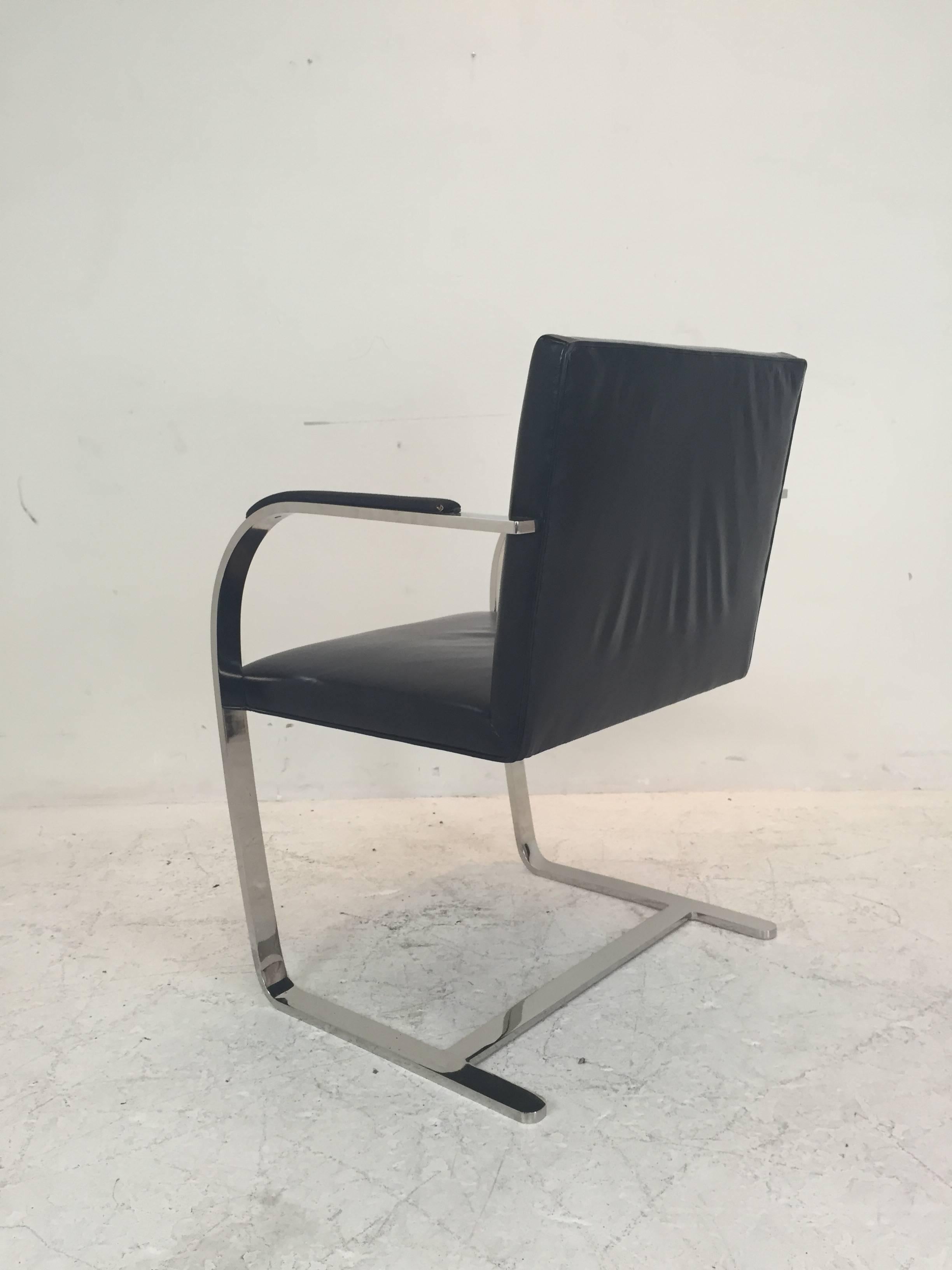 Four Stainless Brno Chairs with Sharkskin Arm Pads 2