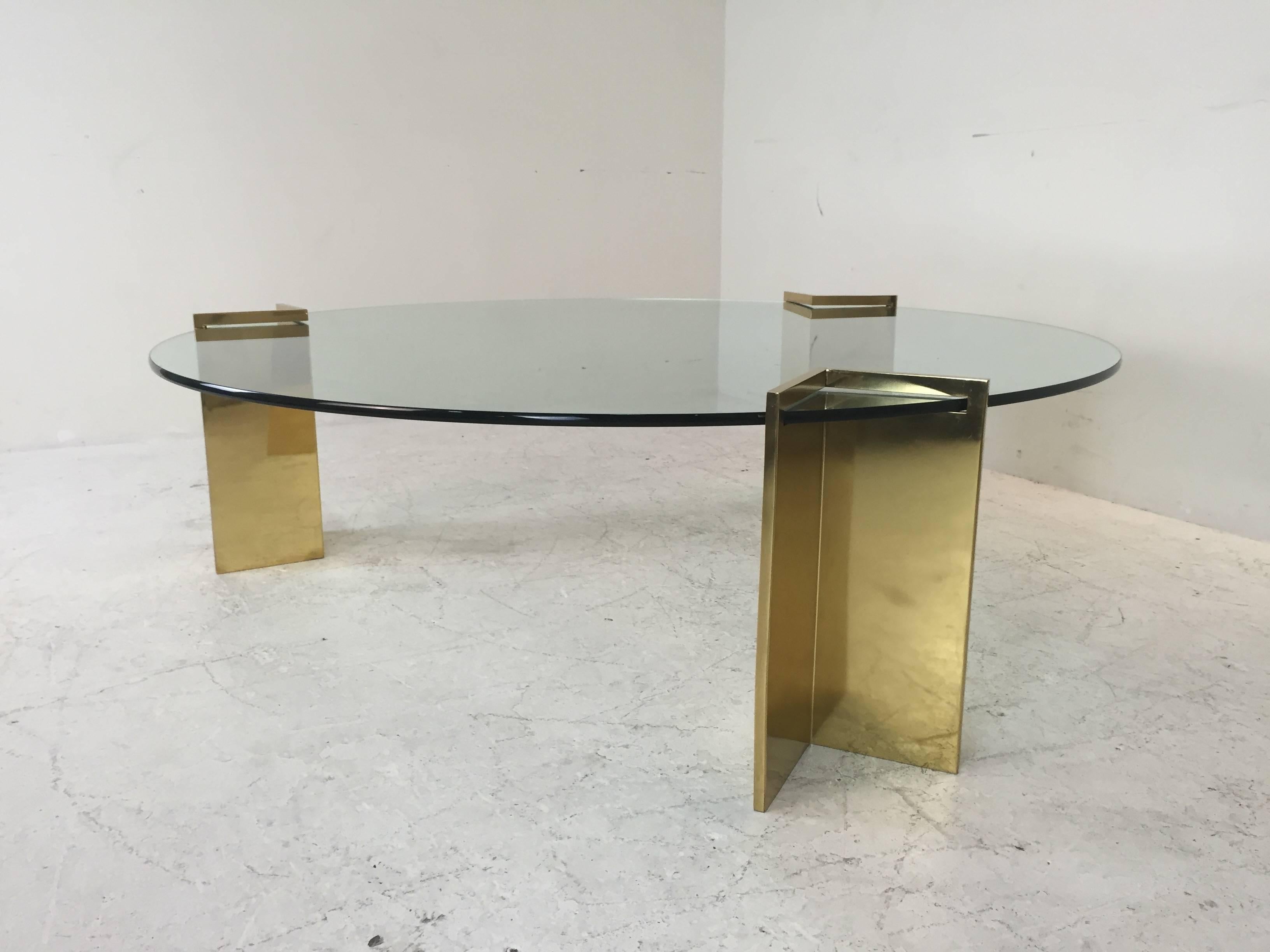Large-scale pace brass coffee table.