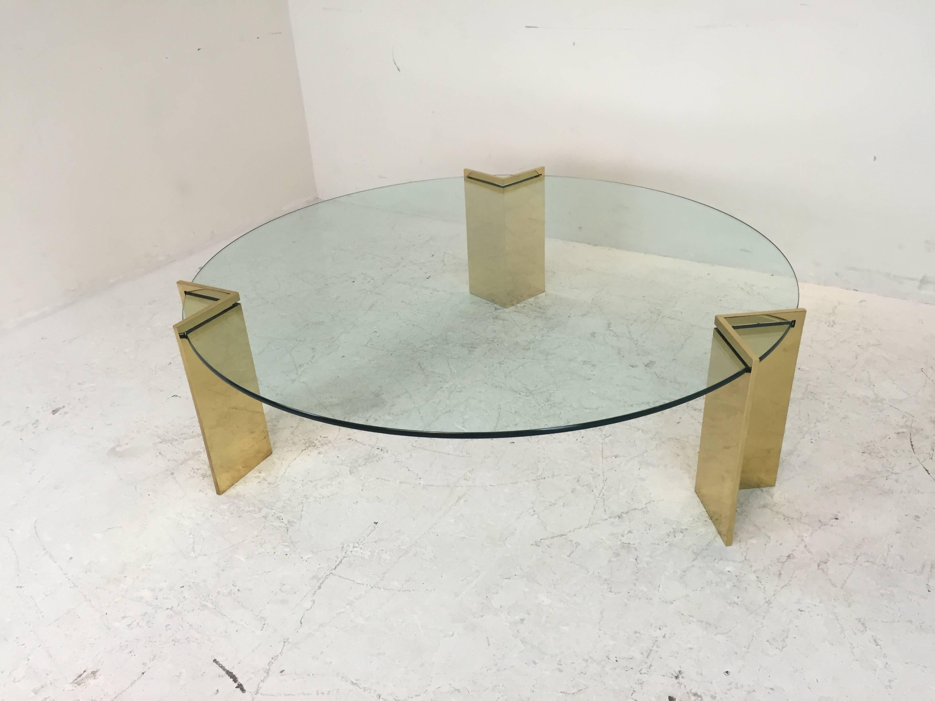 Pace Brass and Glass Coffee Table  1