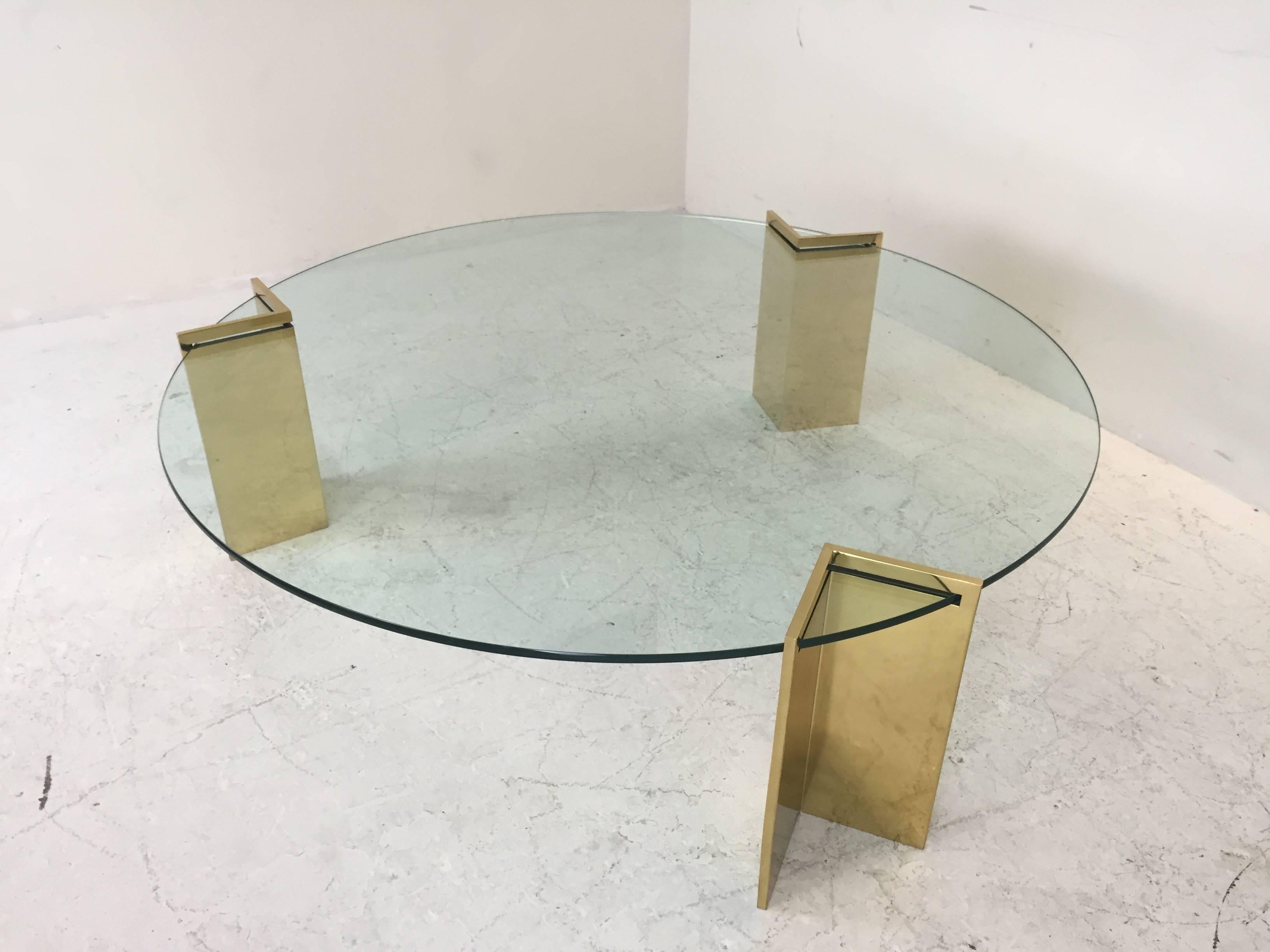 Pace Brass and Glass Coffee Table  In Good Condition In Dallas, TX