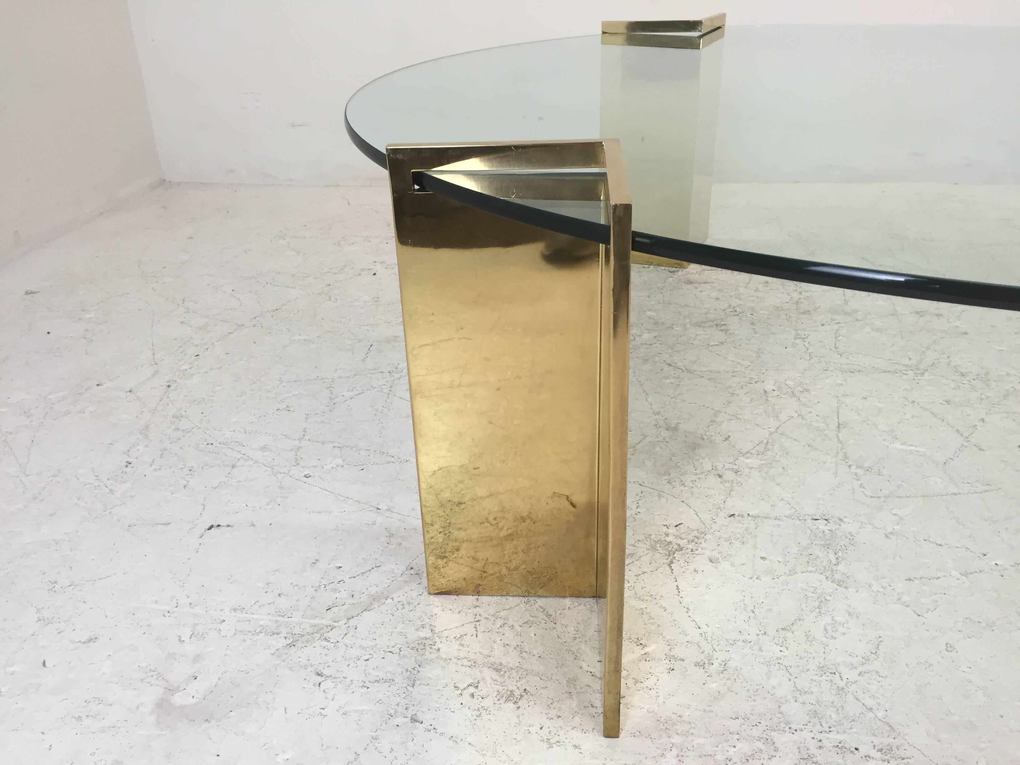 Pace Brass and Glass Coffee Table  2