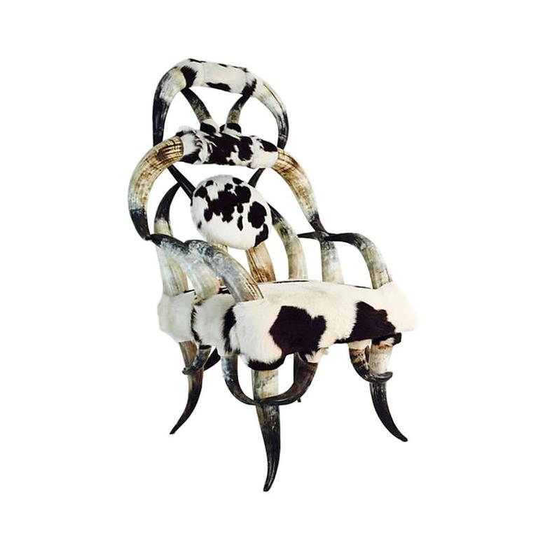 Vintage Cowhide Horn Chair with Beautiful Form at 1stDibs