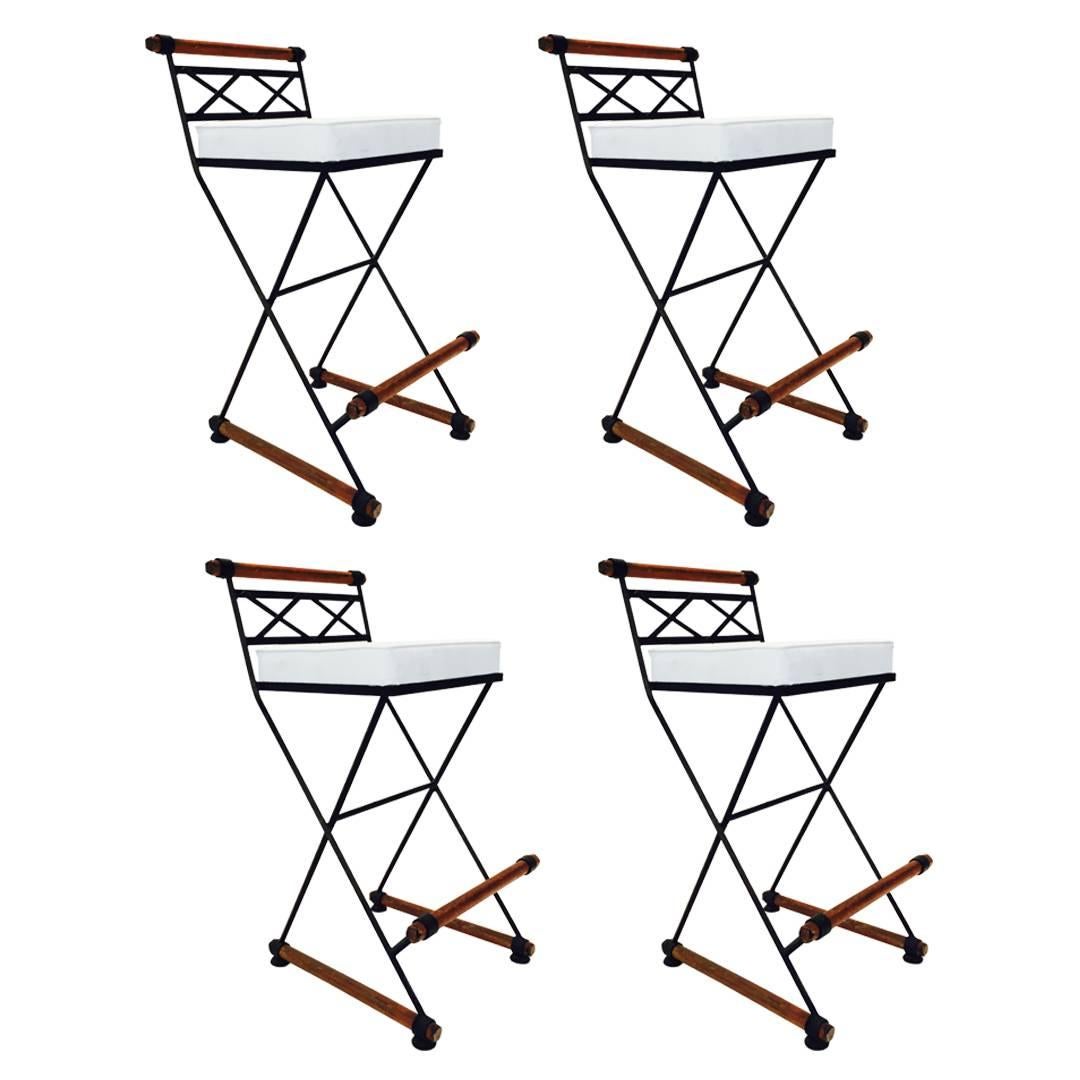 Set of Four Barstools in the Style of Cleo Baldon