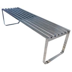 Chrome Slat Bench by Milo Baughman 11