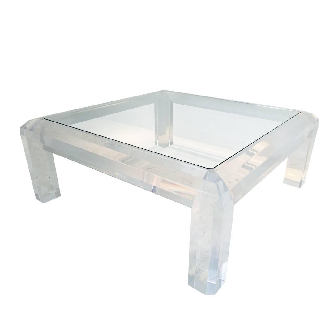 Gorgeous Lucite and Glass Coffee Table
