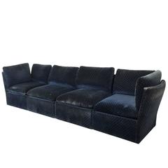 Milo Baughman Blue Modular Sofa