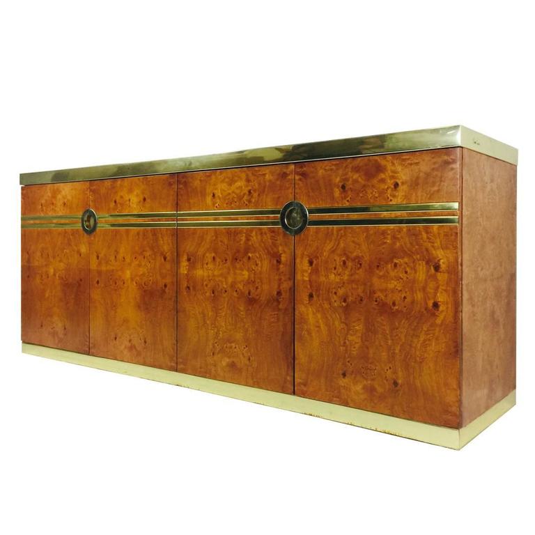 Burl and Brass Credenza by Pierre Cardin at 1stDibs | pierre cardin credenza