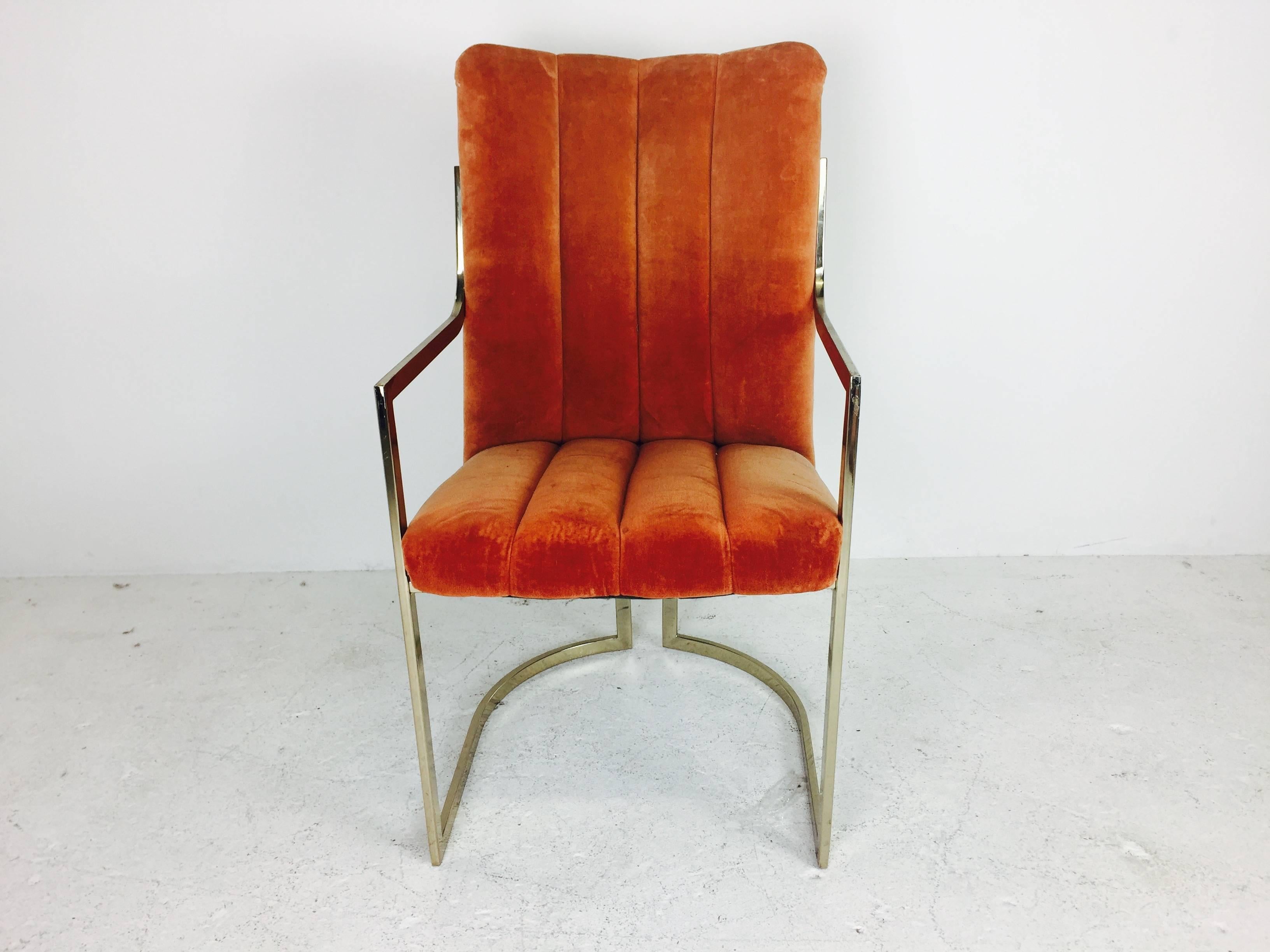 orange velvet dining chairs