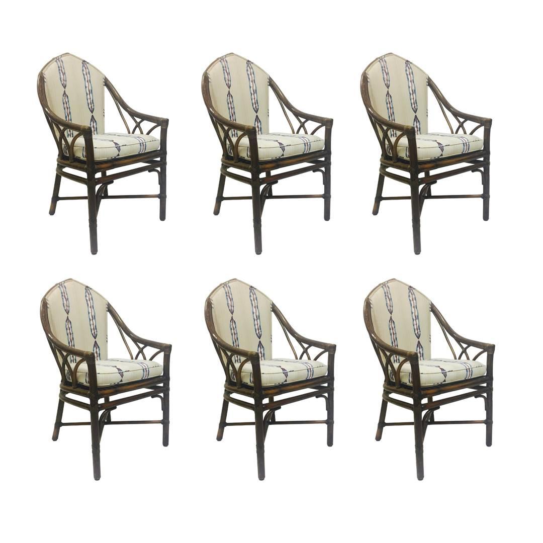 Set of Six Gothic Style Rattan Chairs by McGuire