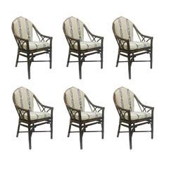 Set of Six Gothic Style Rattan Chairs by McGuire