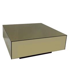 Bronze Mirrored Cube Coffee Table with Plinth Base