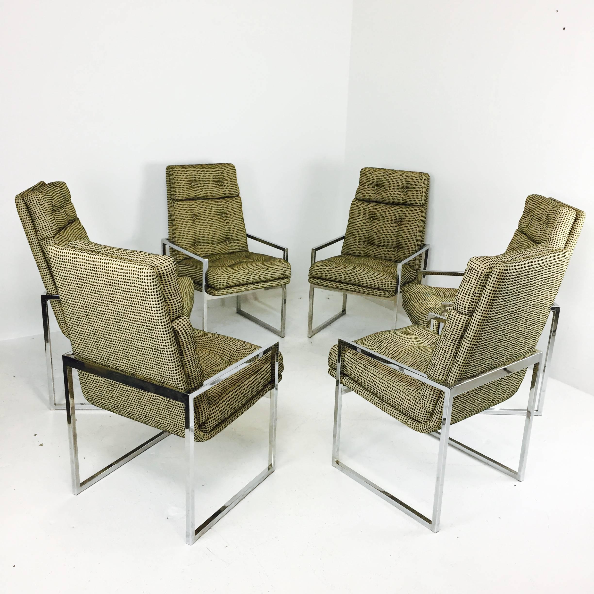 Set of Six Milo Baughman Chrome Dining Chairs In Good Condition In Dallas, TX