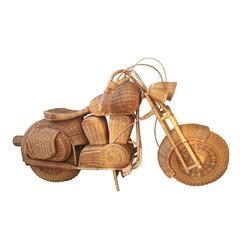1960s Lifesize Woven Rattan Motorcycle