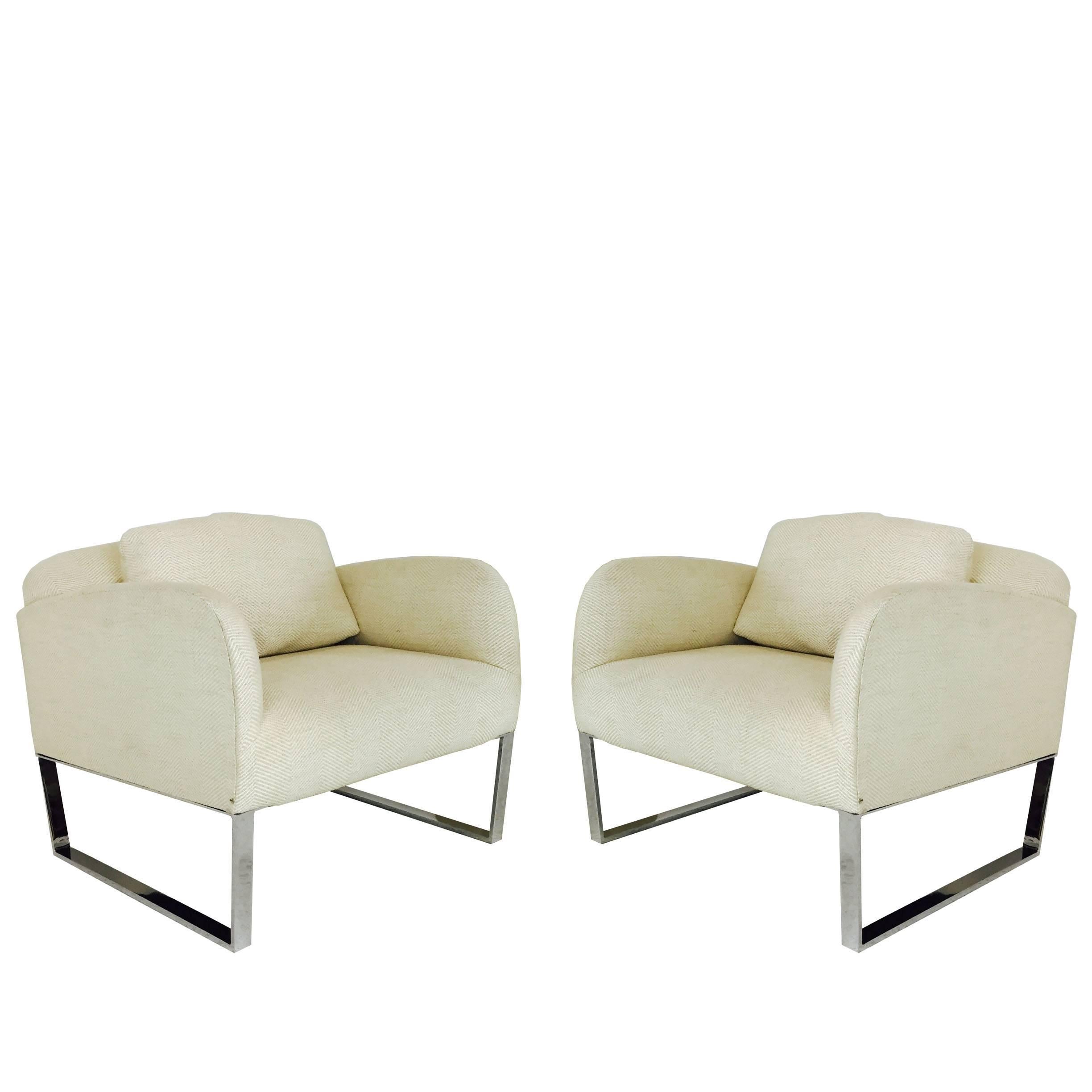 Pair of Donghia Focal Deco Style Lounge Chairs