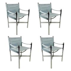 Set of Four Chrome Campaign Style Chairs