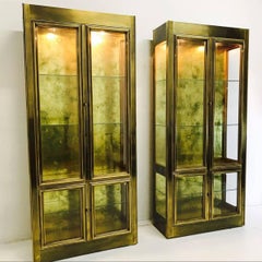 Pair of Brass Mastercraft Vitirnes with Glass Shelving