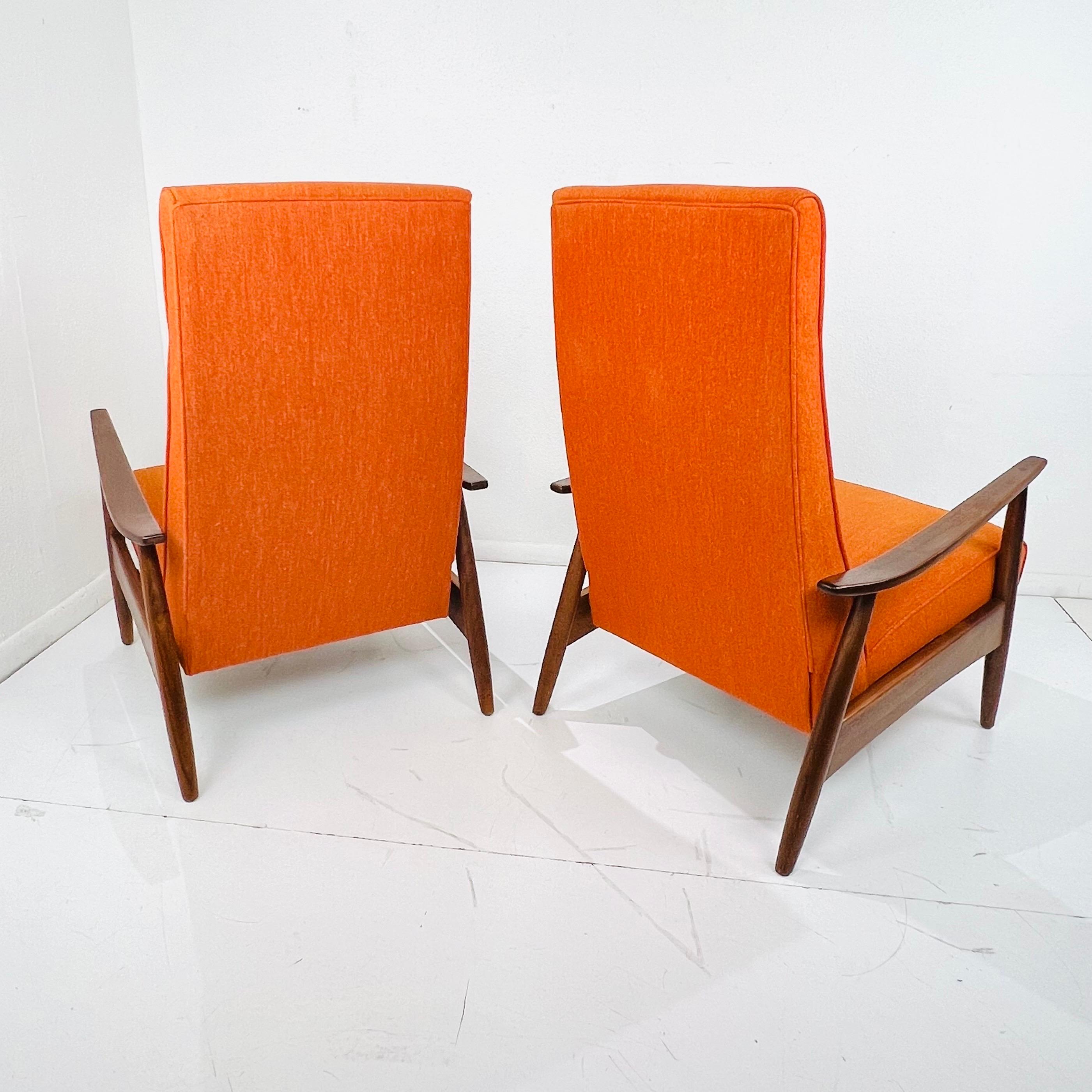 XXIe siècle et contemporain Paire de chaises longues inclinables Milo Baughman 74 en vente