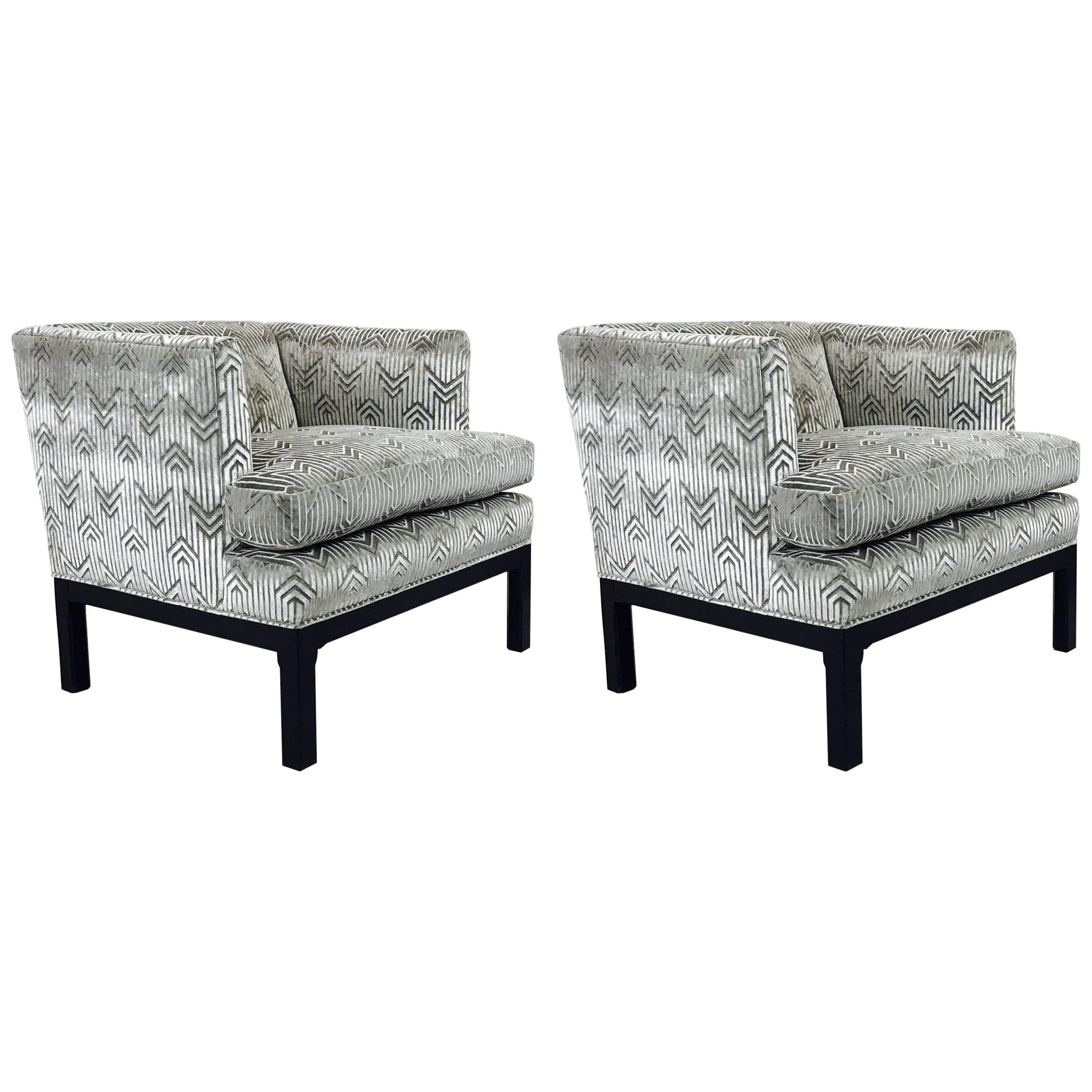 Pair of Cut Velvet Armchairs by Dunbar