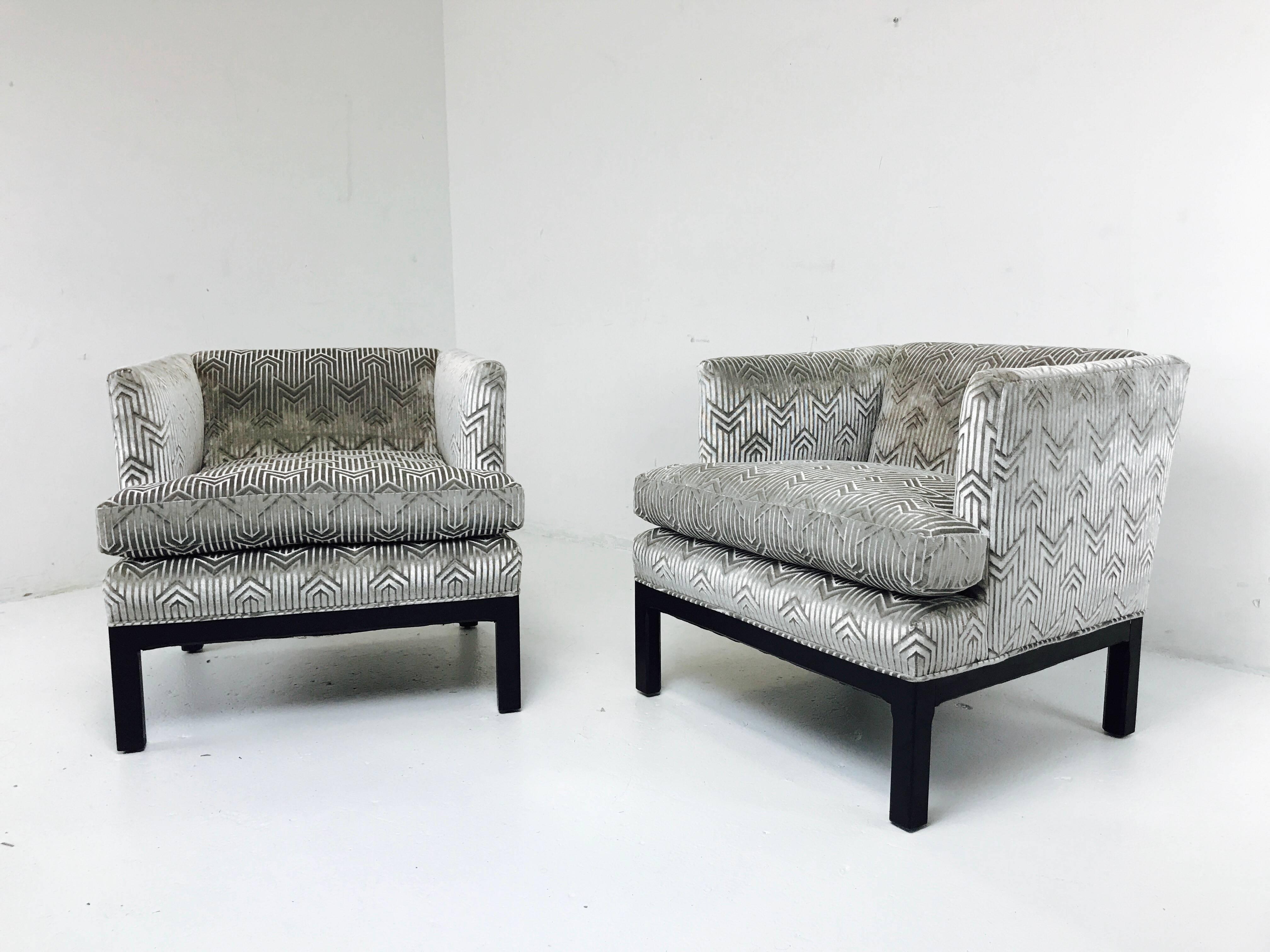 20th Century Pair of Cut Velvet Armchairs by Dunbar