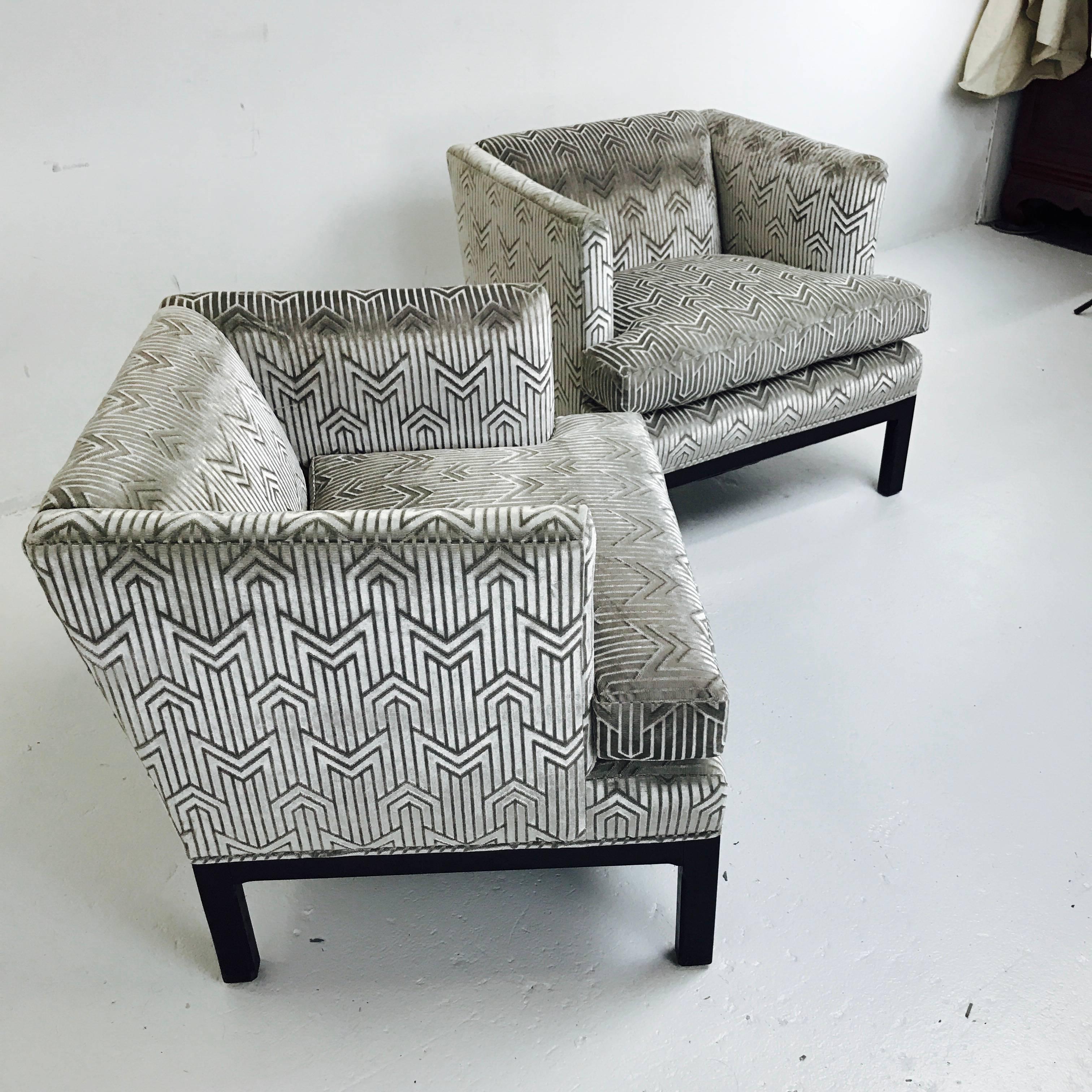 Pair of Cut Velvet Armchairs by Dunbar 1