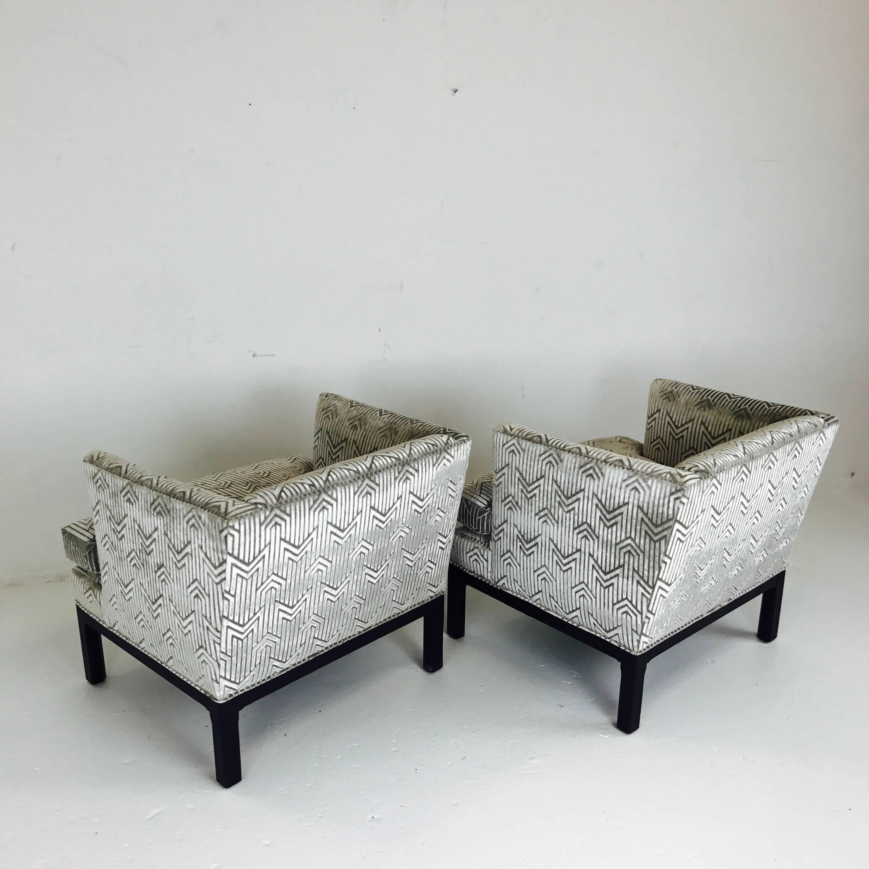 Pair of Cut Velvet Armchairs by Dunbar 2