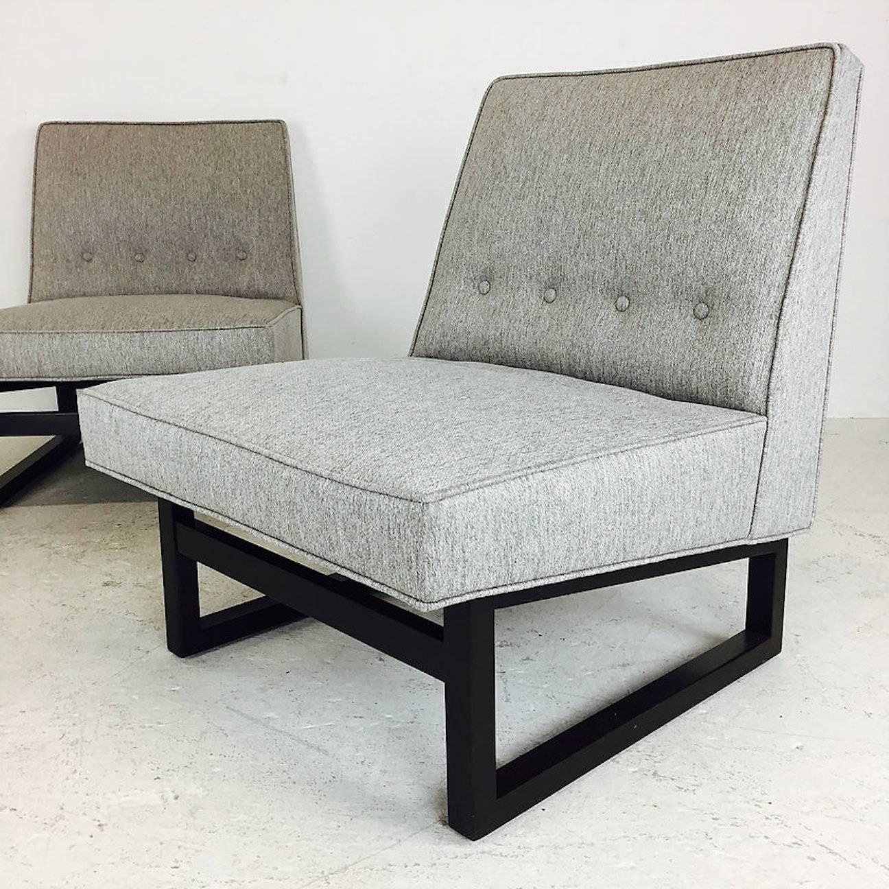 Mid-Century Modern Pair of Dunbar Slipper Chairs by Edward Wormley Model 9611
