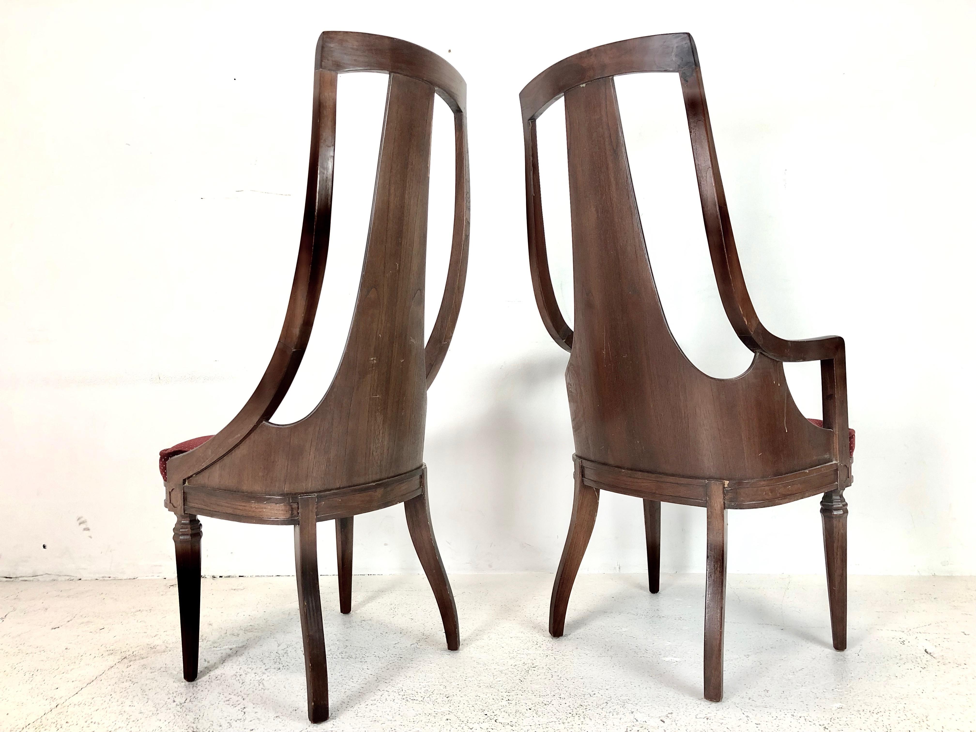 Set of Tall Back Walnut Dining Side Chairs 3