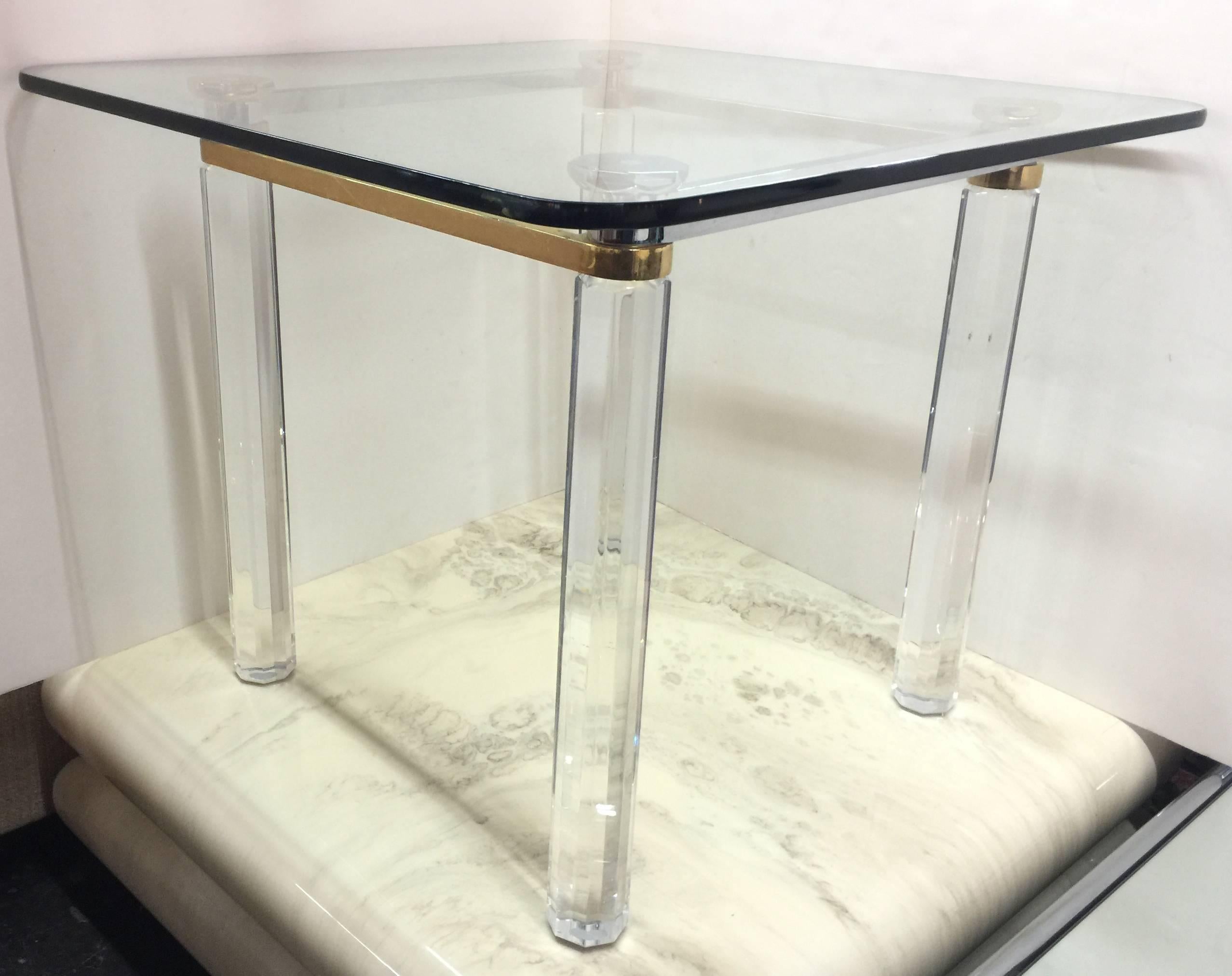 Lucite, Brass and Chrome Game Table by Lion in Frost 1