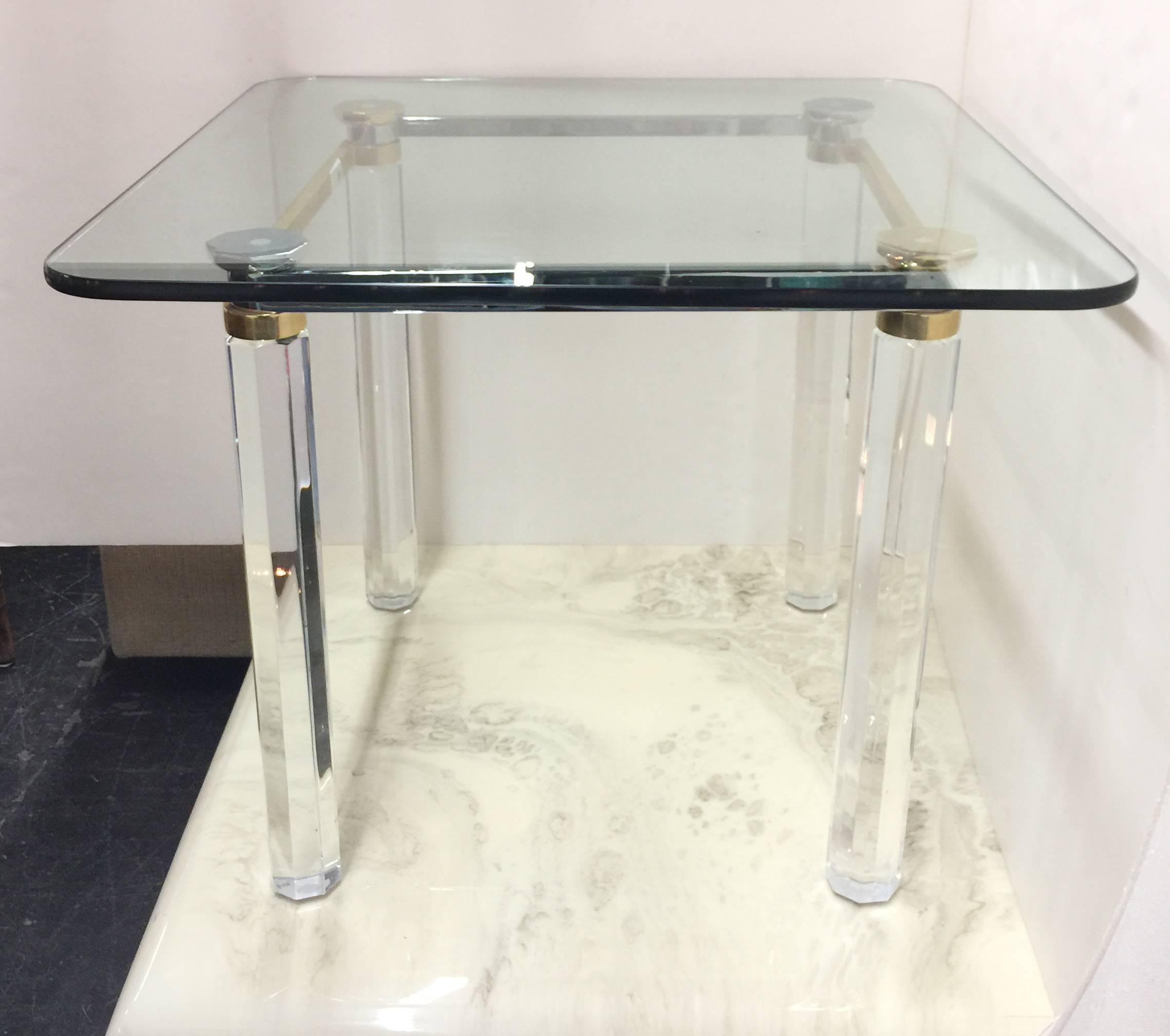 Lucite, Brass and Chrome Game Table by Lion in Frost 2